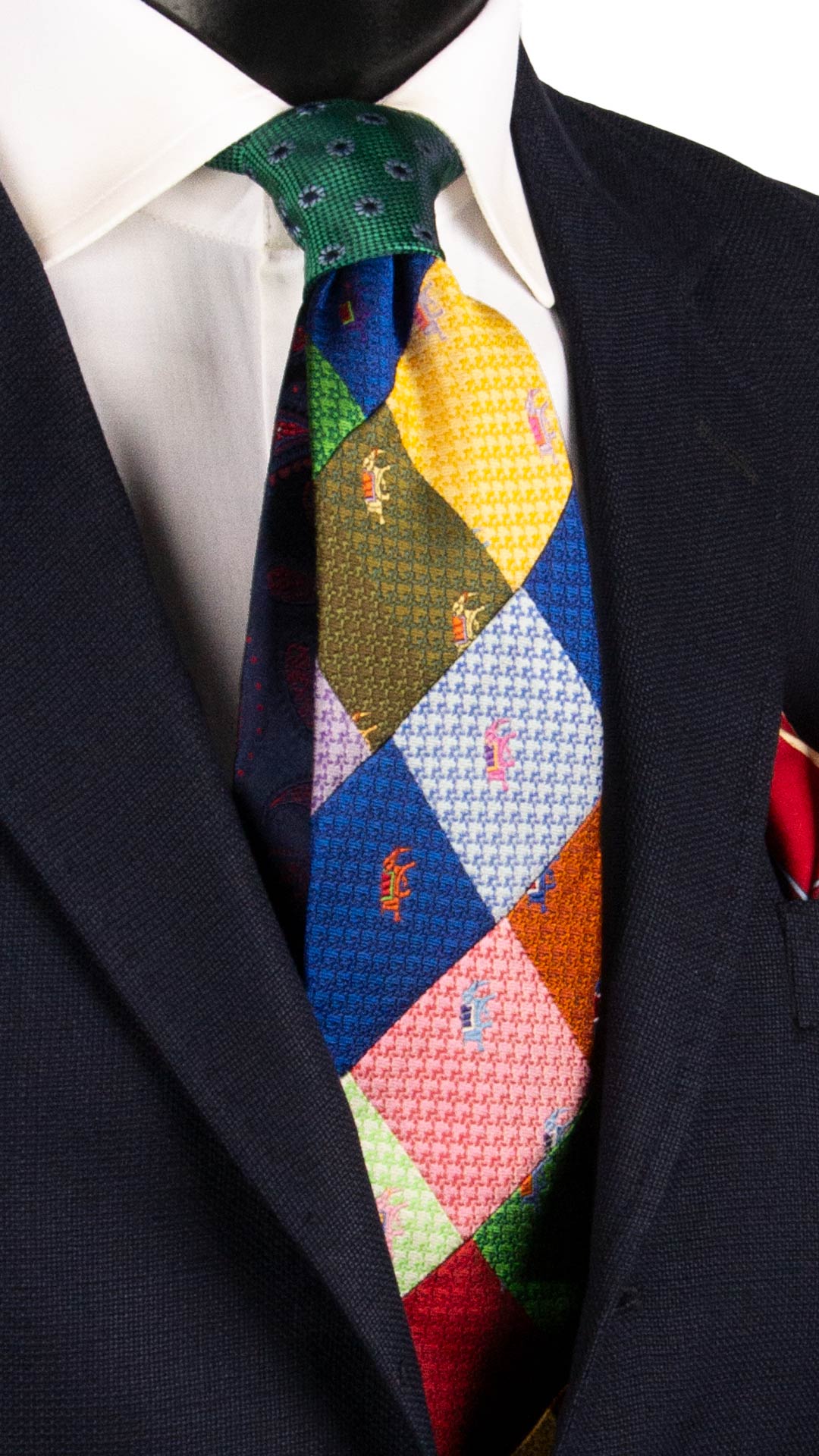 Cravatta Mosaico Vintage Patchwork di Seta Fantasia Multicolor PM1099 Graffeo Cravatte Made in Italy