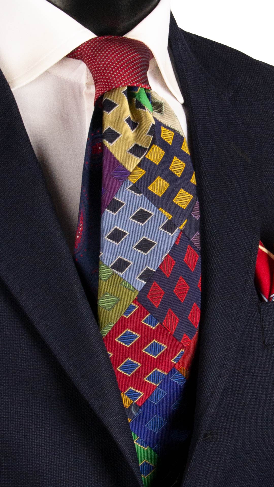 Cravatta Mosaico Vintage Patchwork di Seta Fantasia Multicolor PM1100 Graffeo Cravatte Made in Italy