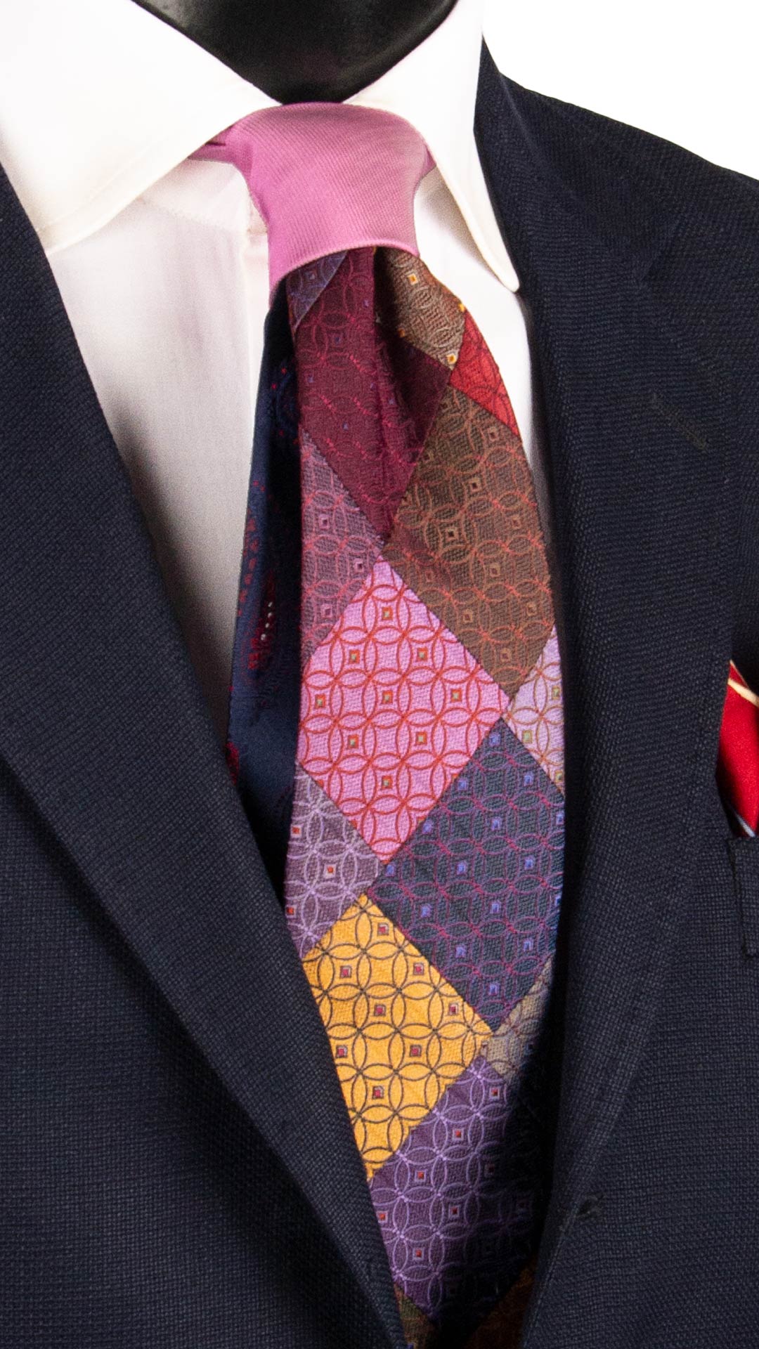 Cravatta Mosaico Vintage Patchwork di Seta Fantasia Multicolor PM1102 Graffeo Cravatte Made in Italy