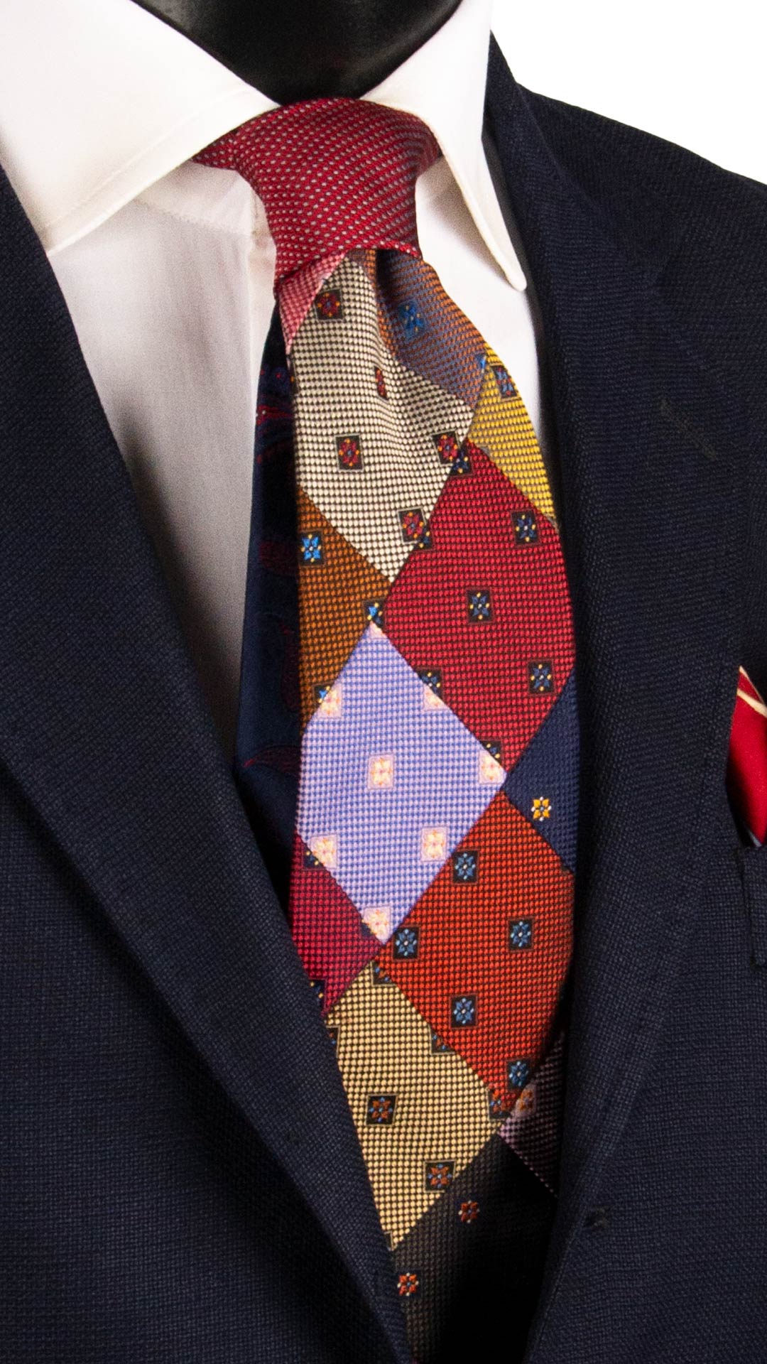 Cravatta Mosaico Vintage Patchwork di Seta Fantasia Multicolor PM1107 Graffeo Cravatte Made in Italy
