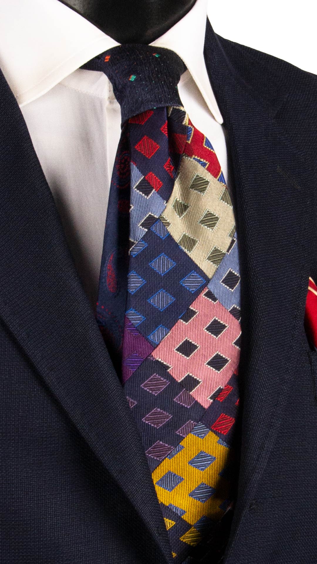 Cravatta Mosaico Vintage Patchwork di Seta Fantasia Multicolor PM1112 Graffeo Cravatte Made in Italy