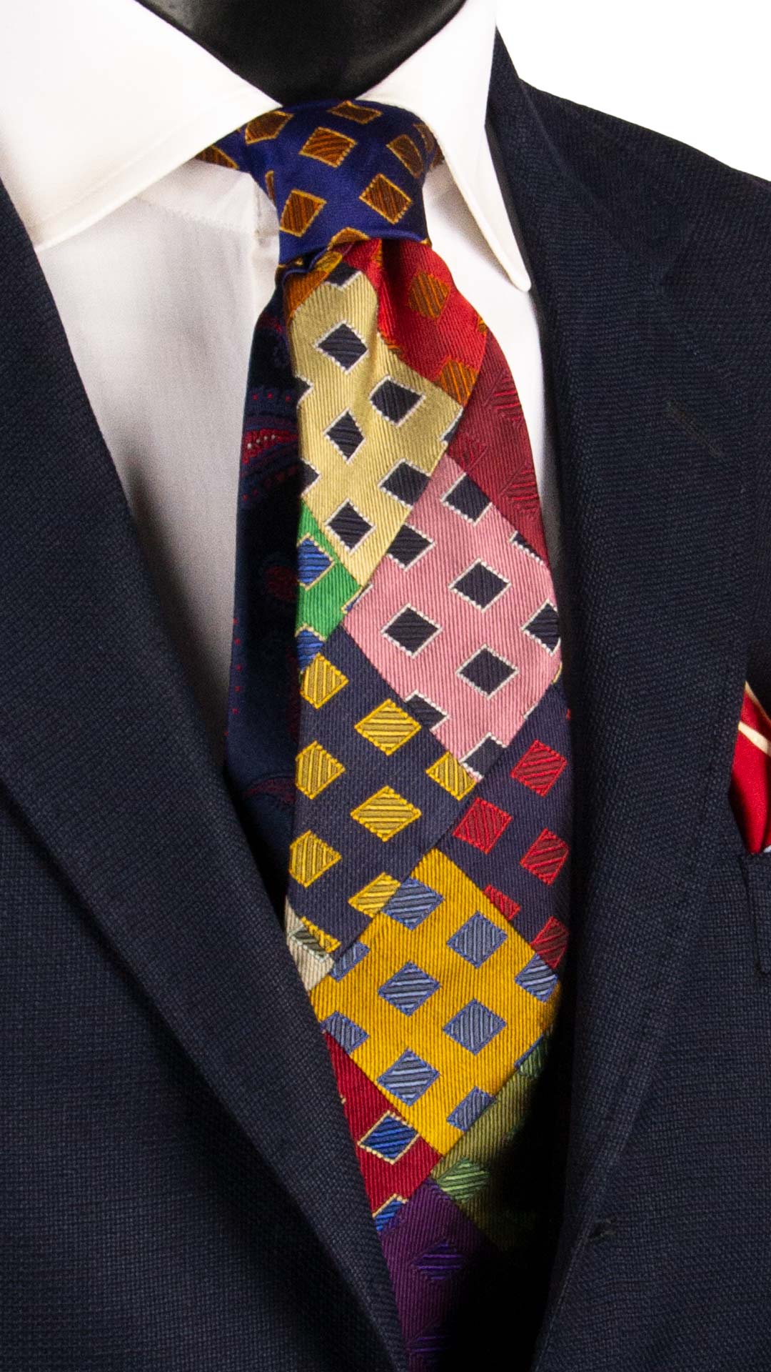 Cravatta Mosaico Vintage Patchwork di Seta Fantasia Multicolor PM1119 Graffeo Cravatte Made in Italy