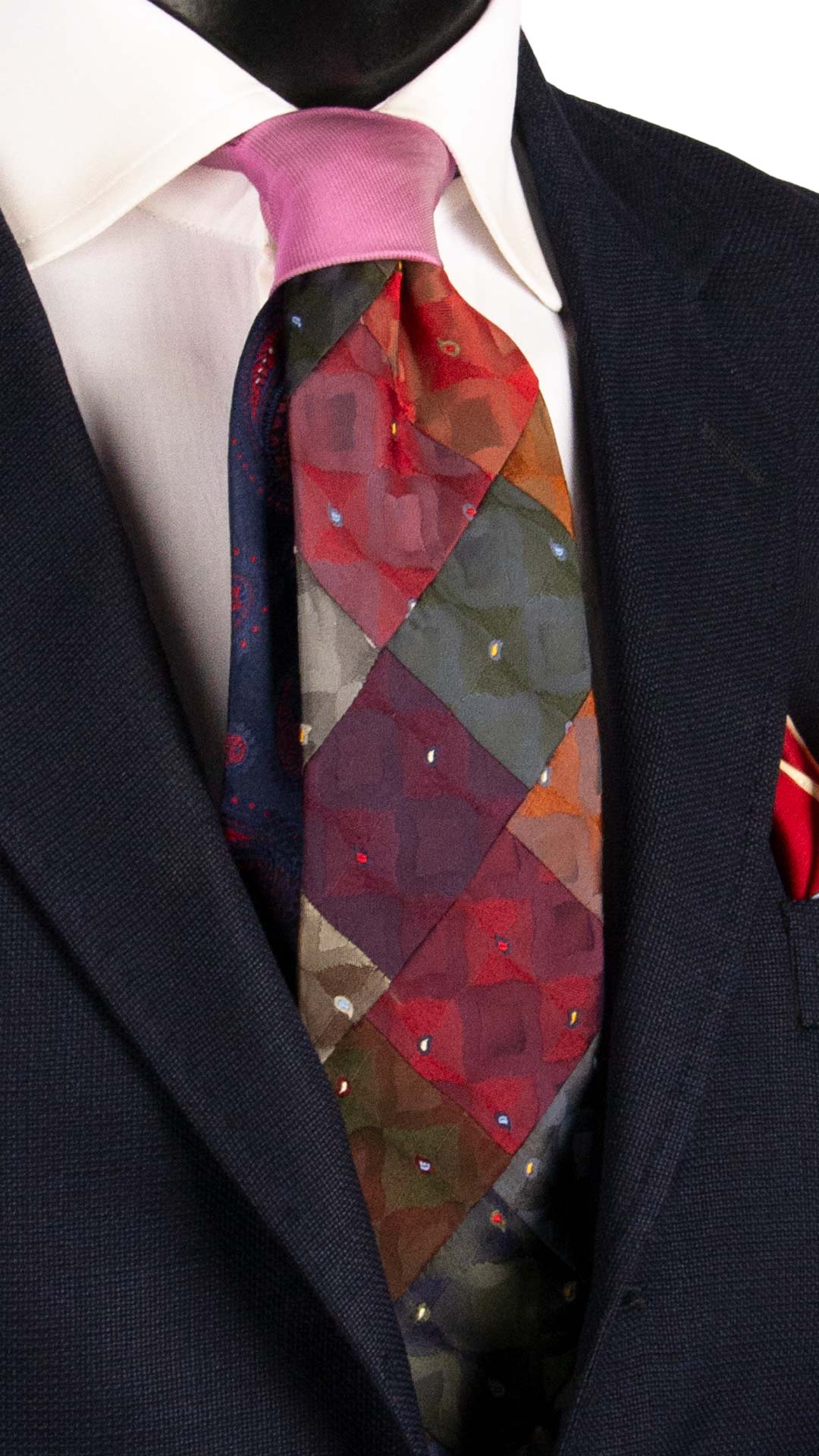 Cravatta Mosaico Vintage Patchwork di Seta Fantasia Multicolor PM1121 Graffeo Cravatte Made in Italy