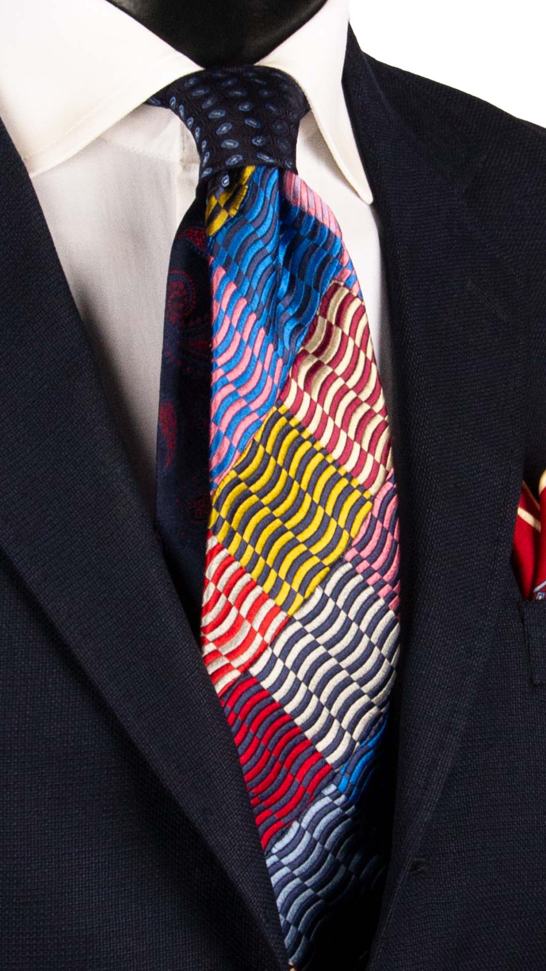 Cravatta Mosaico Vintage Patchwork di Seta Fantasia Multicolor PM1130 Graffeo Cravatte Made in Italy