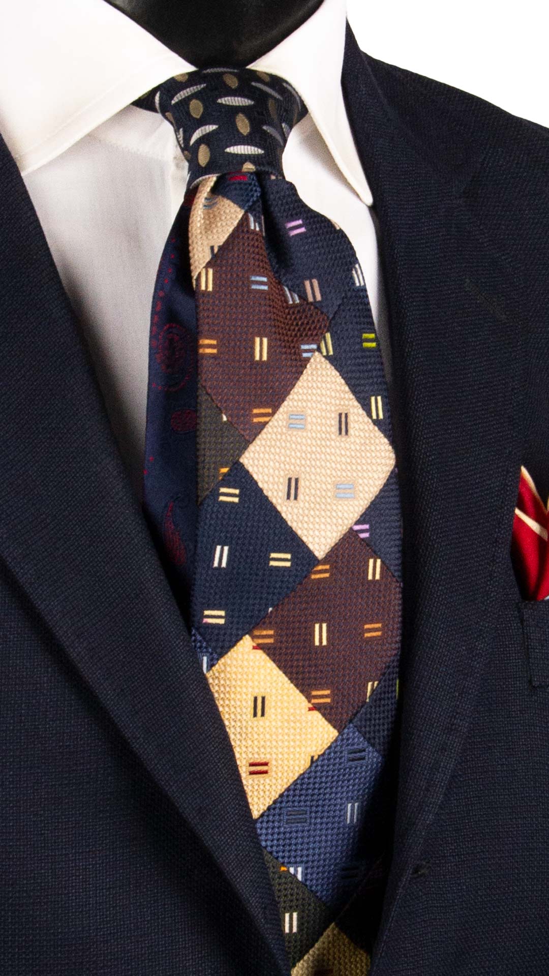 Cravatta Mosaico Vintage Patchwork di Seta Fantasia Multicolor PM1150 Graffeo Cravatte Made in Italy