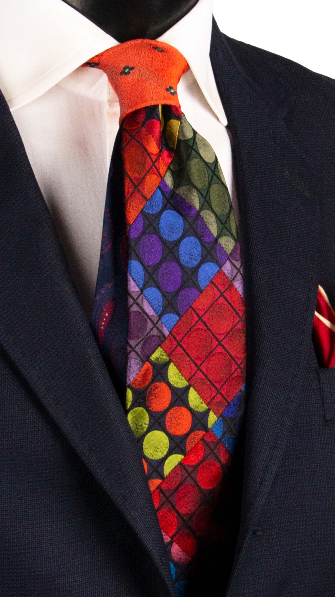 Cravatta Mosaico Vintage Patchwork di Seta Fantasia Multicolor PM1154 Graffeo Cravatte Made in Italy