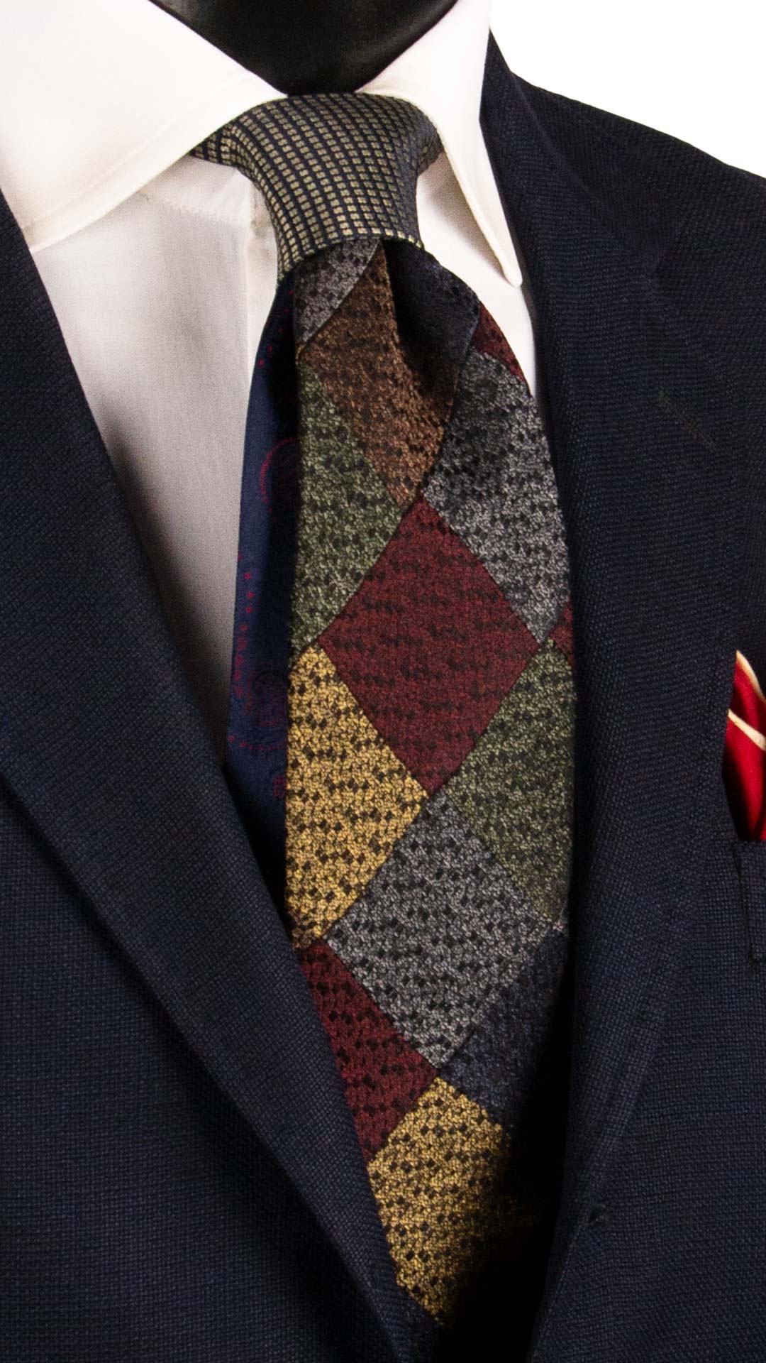 Cravatta Mosaico Vintage Patchwork di Seta Fantasia Multicolor PM1155 Graffeo Cravatte Made in Italy