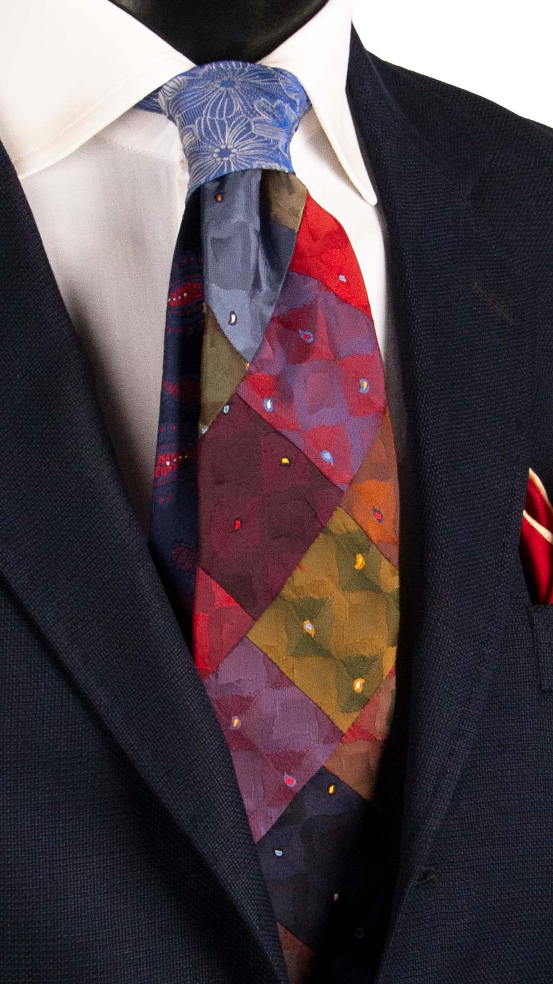Cravatta Mosaico Vintage Patchwork di Seta Fantasia Multicolor PM1175 Graffeo Cravatte Made in Italy