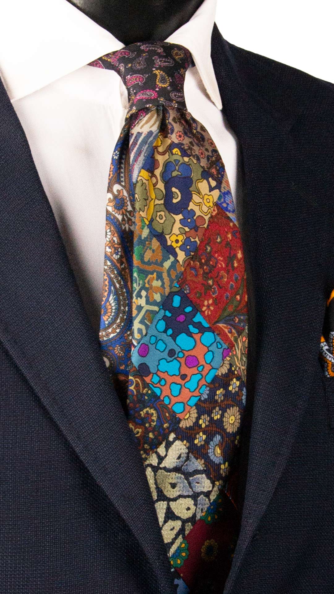 Cravatta Mosaico Vintage Patchwork di Seta Fantasia Multicolor PM1189 Made in Italy Graffeo Cravatte