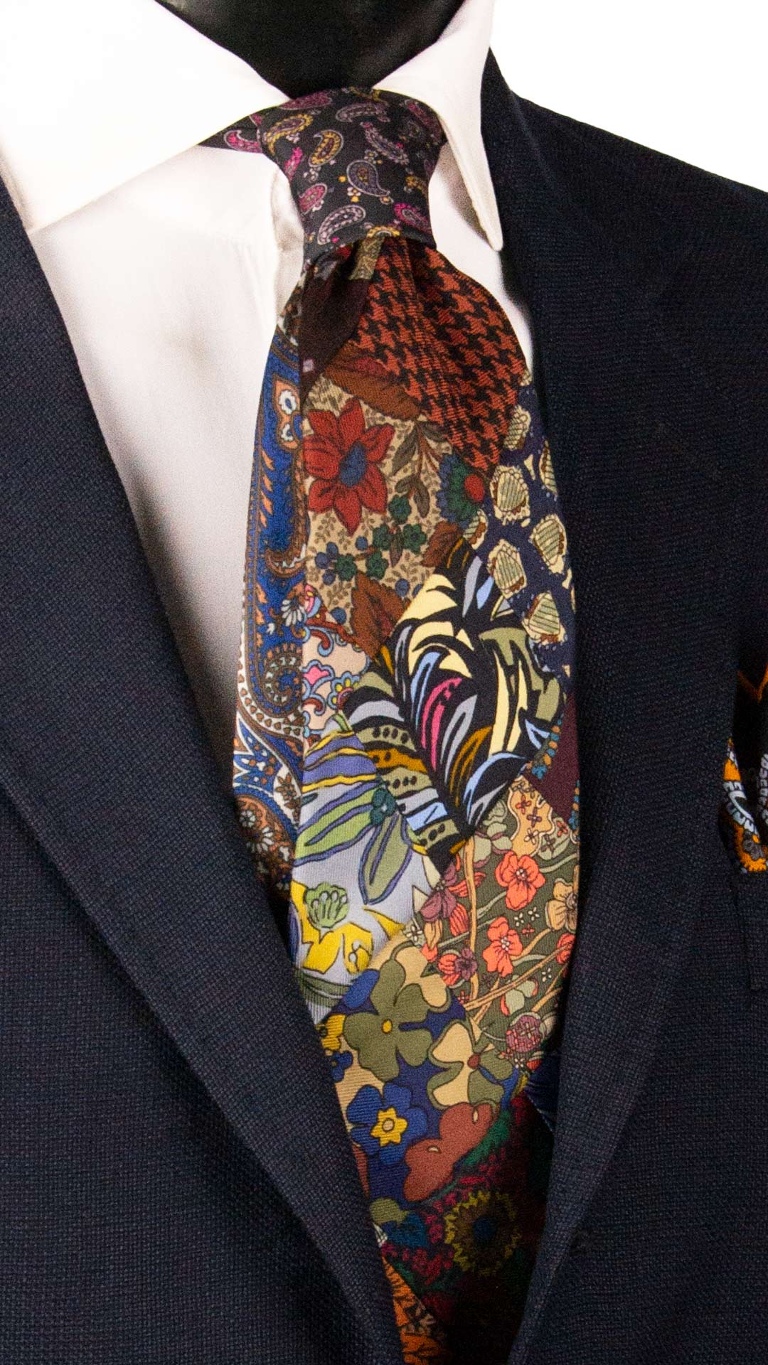 Cravatta Mosaico Vintage Patchwork di Seta Fantasia Multicolor PM1190 Made in Italy Graffeo Cravatte