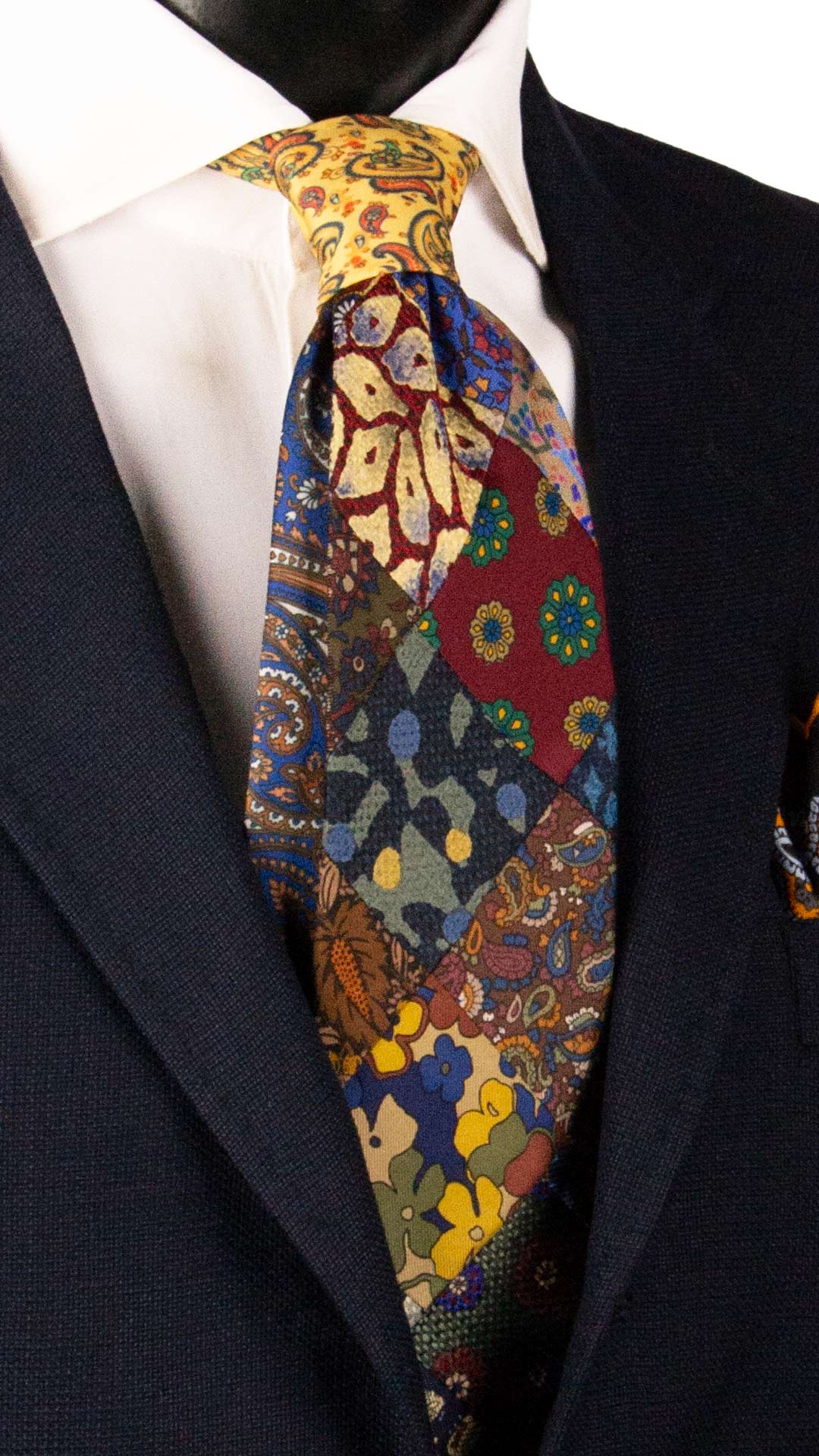 Cravatta Mosaico Vintage Patchwork di Seta Fantasia Multicolor PM1191 Made in Italy Graffeo Cravatte