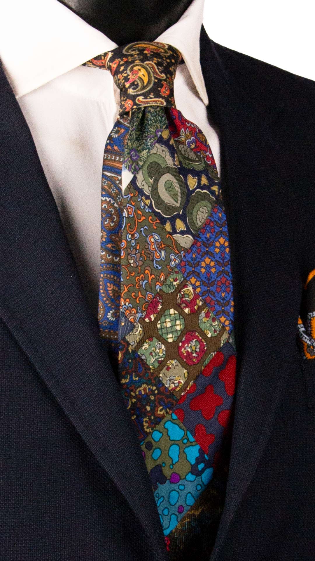 Cravatta Mosaico Vintage Patchwork di Seta Fantasia Multicolor PM1194 Made in Italy Graffeo Cravatte