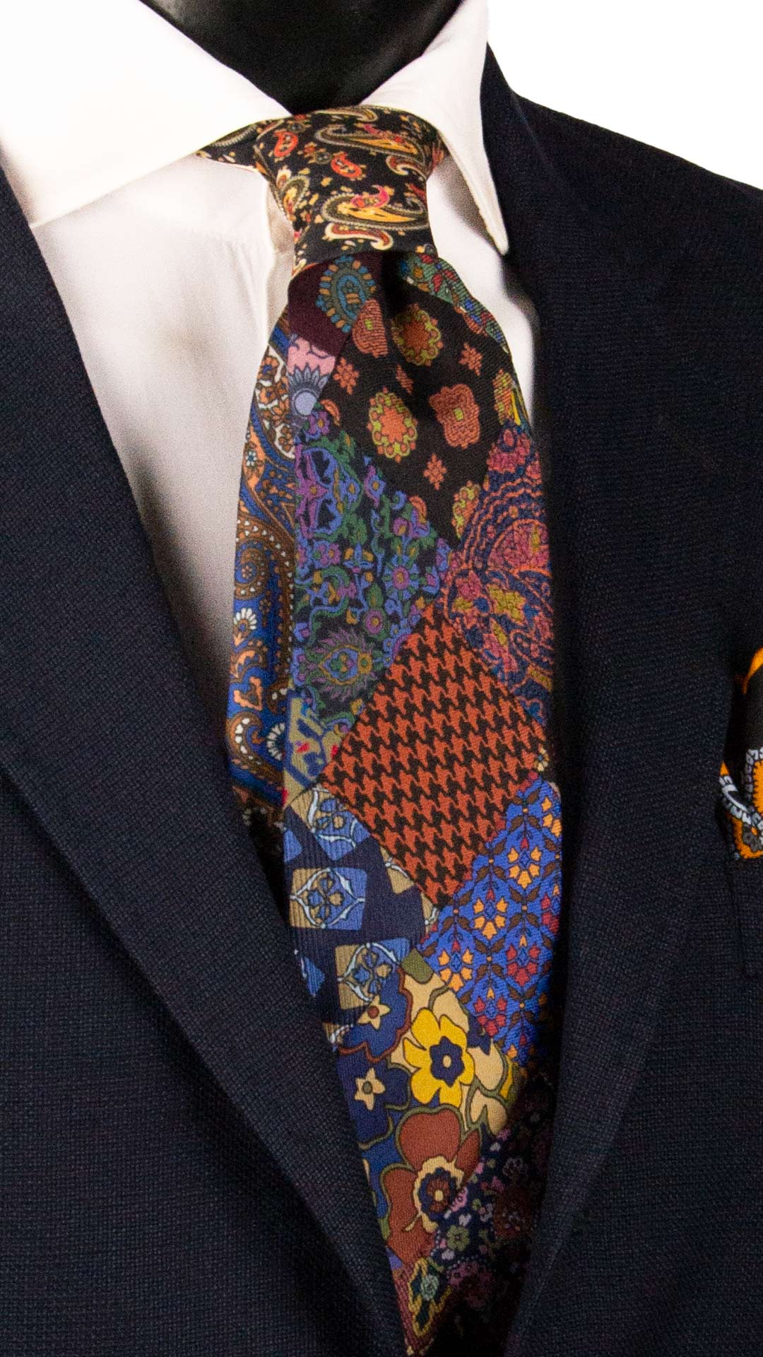 Cravatta Mosaico Vintage Patchwork di Seta Fantasia Multicolor PM1195 Made in Italy Graffeo Cravatte