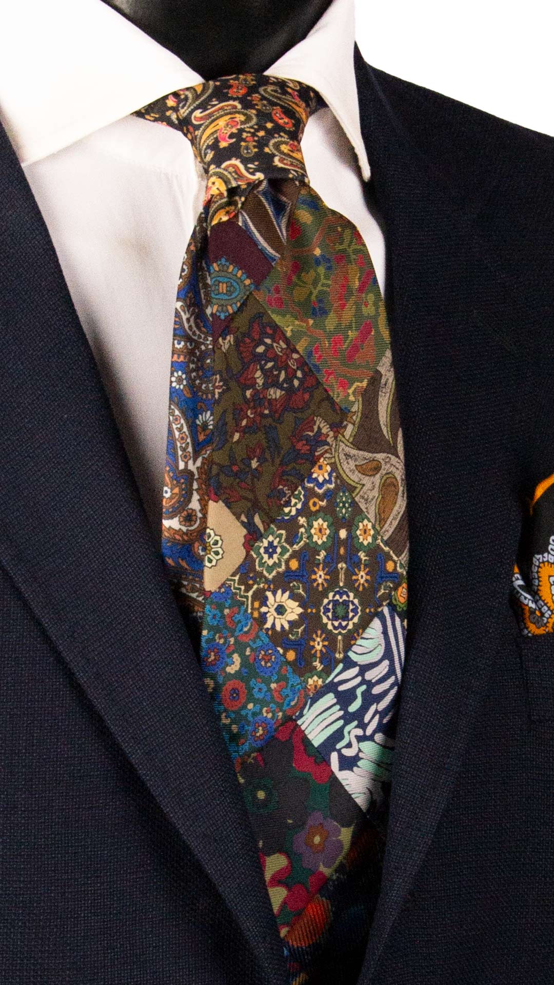 Cravatta Mosaico Vintage Patchwork di Seta Fantasia Multicolor PM1196 Made in Italy Graffeo Cravatte