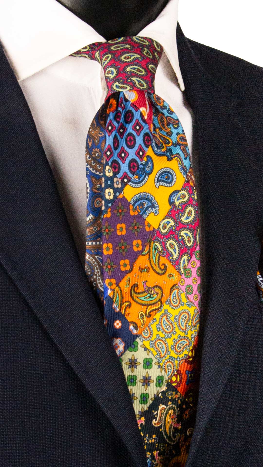 Cravatta Mosaico Vintage Patchwork di Seta Fantasia Multicolor PM1200 made in Italy Graffeo Cravatte