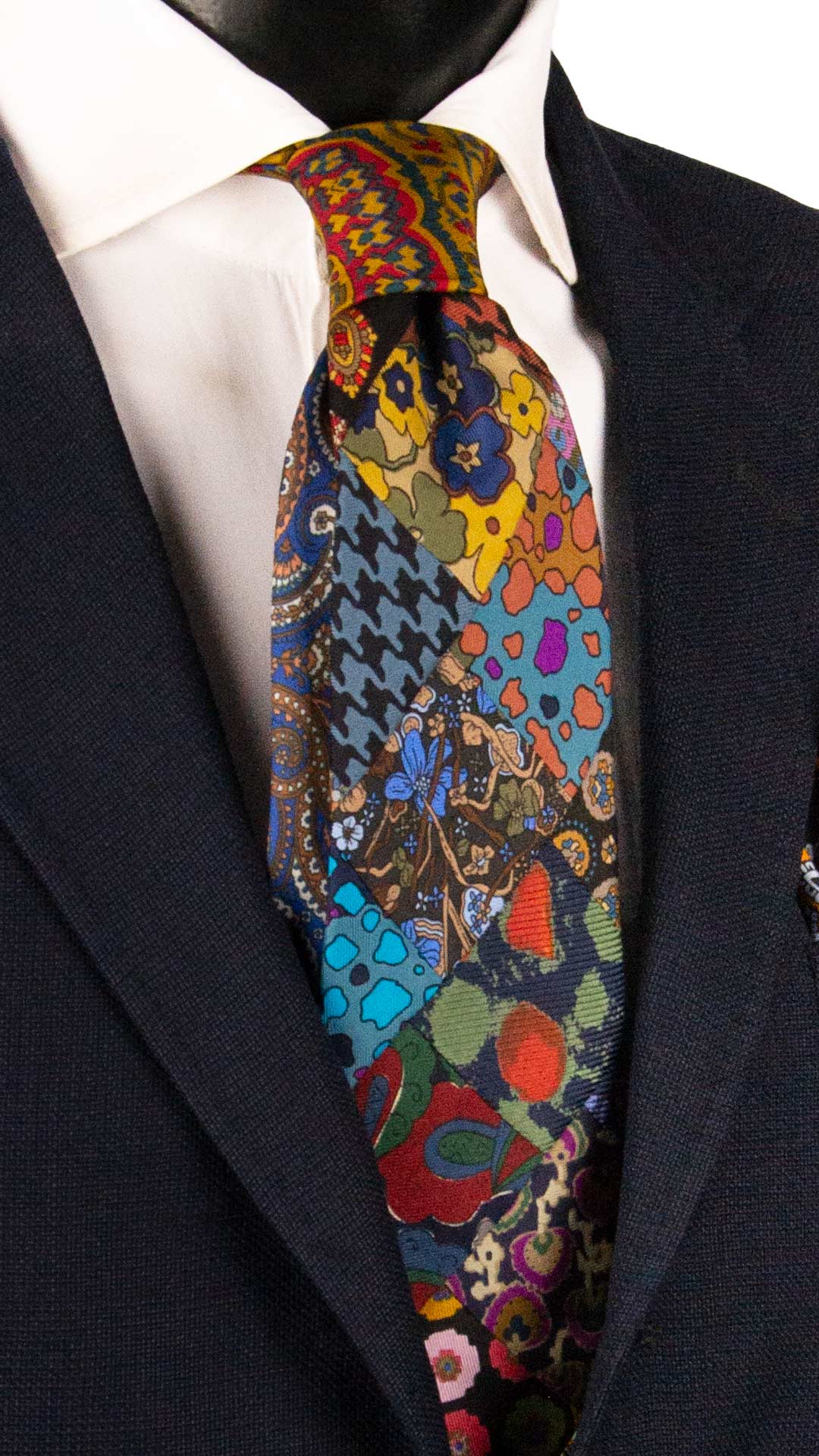 Cravatta Mosaico Vintage Patchwork di Seta Fantasia Multicolor PM1210 Made in Italy Graffeo Cravatte