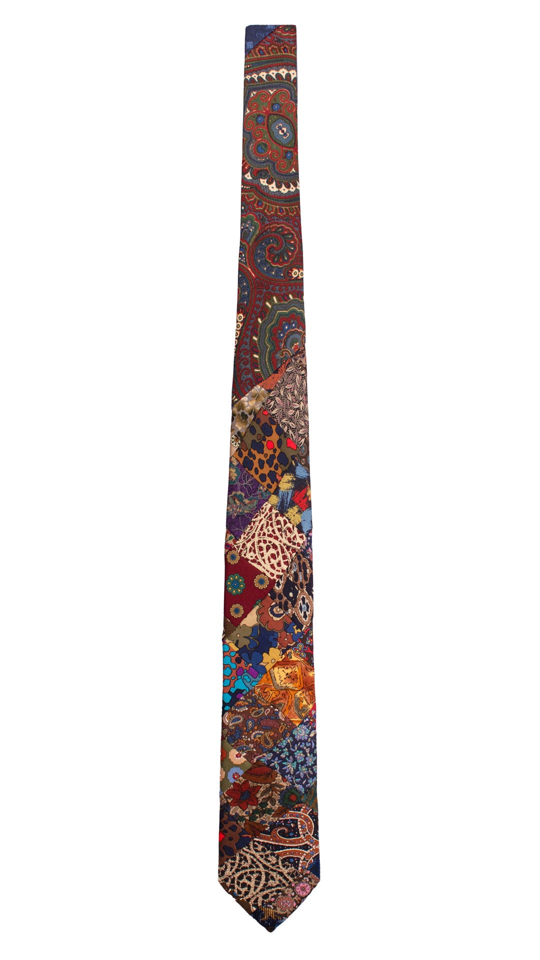 Cravatta Mosaico Vintage Patchwork di Seta Fantasia Multicolor PM1213 Made in Italy Graffeo Cravatte Intera