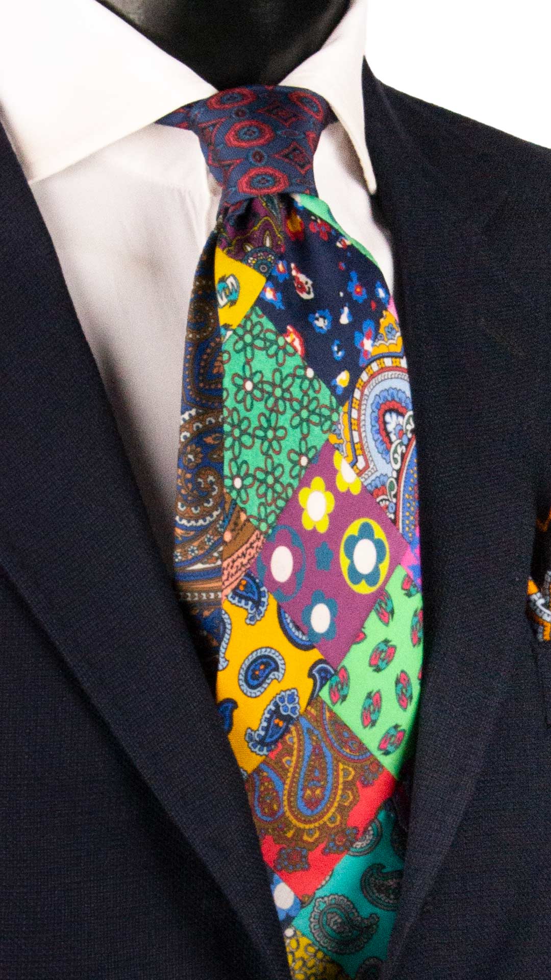 Cravatta Mosaico Vintage Patchwork di Seta Fantasia Multicolor PM1234 Made in Italy Graffeo Cravatte
