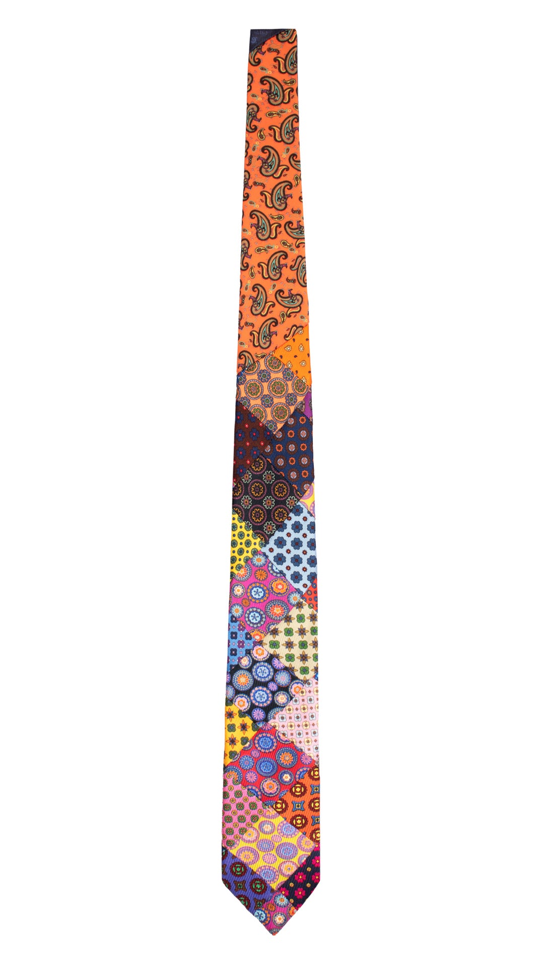 Cravatta Mosaico Vintage Patchwork di Seta Fantasia Multicolor PM1252 Made in Italy Graffeo Cravatte Intera