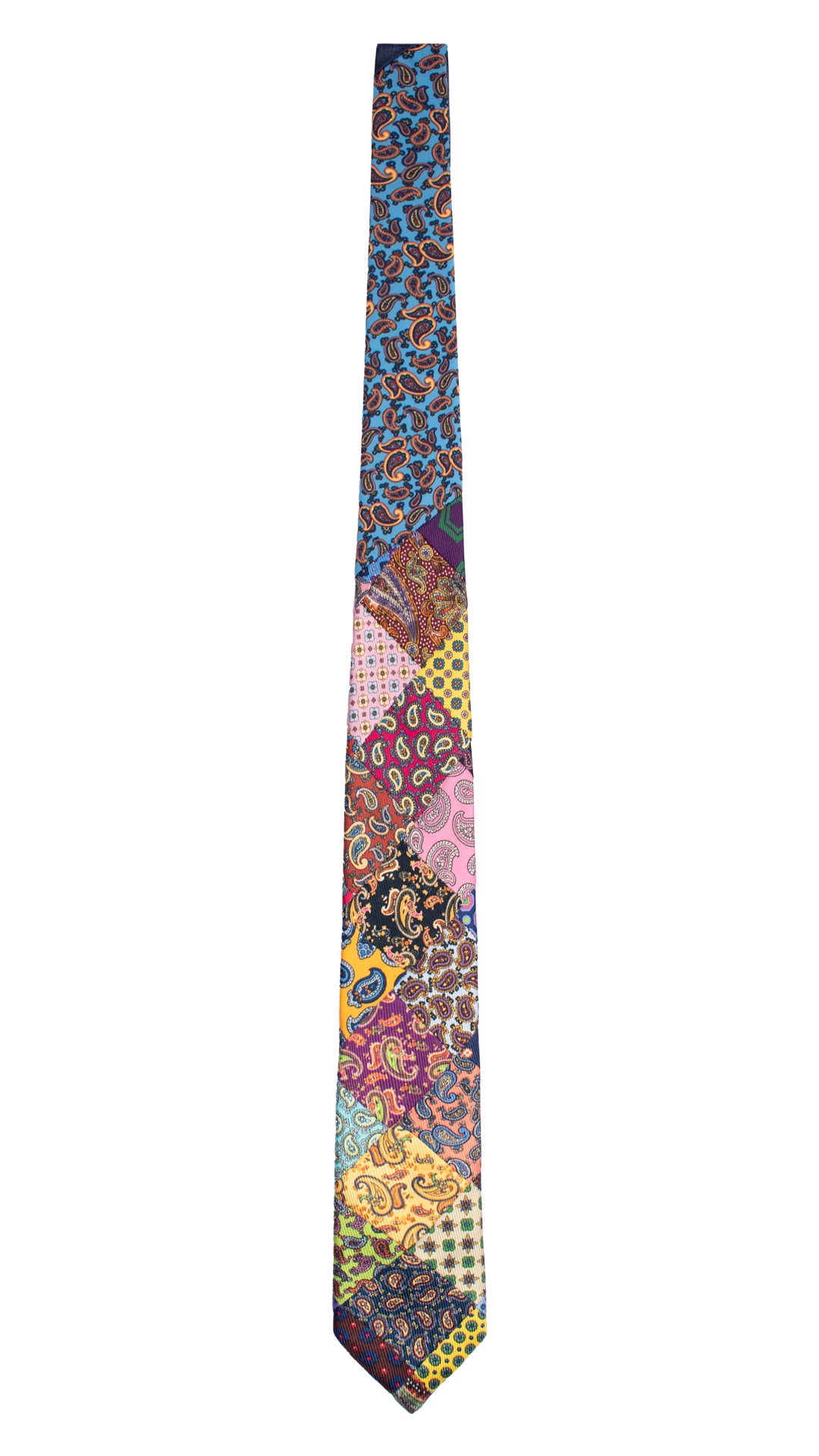 Cravatta Mosaico Vintage Patchwork di Seta Fantasia Multicolor PM1253 Made in Italy Graffeo Cravatte Intera