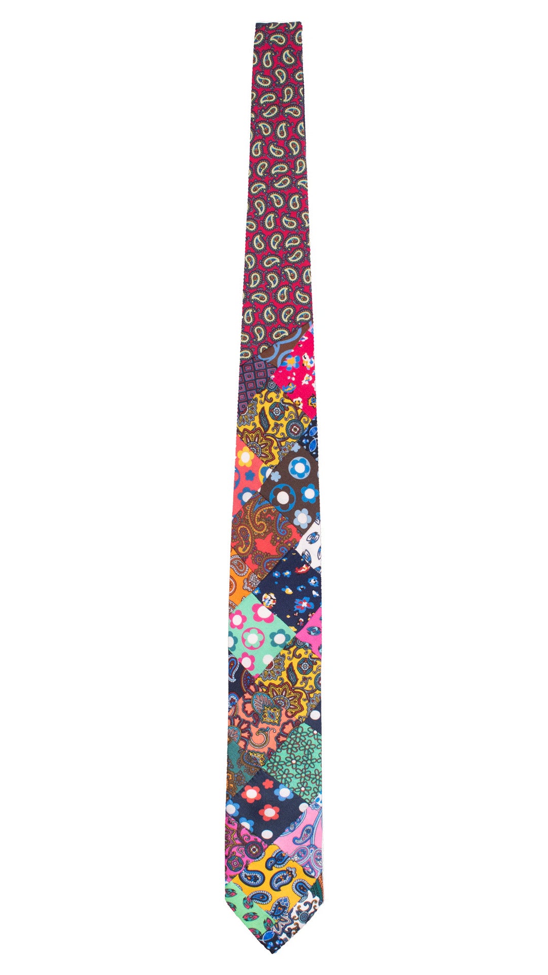 Cravatta Mosaico Vintage Patchwork di Seta Fantasia Multicolor PM1275 Made in Italy Graffeo Cravatte Intera