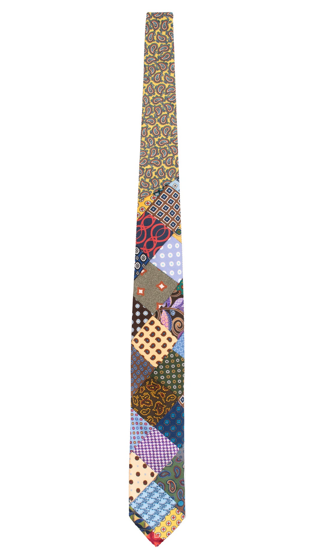 Cravatta Mosaico Vintage Patchwork di Seta Fantasia Multicolor PM1282 Made in Italy Graffeo Cravatte Intera