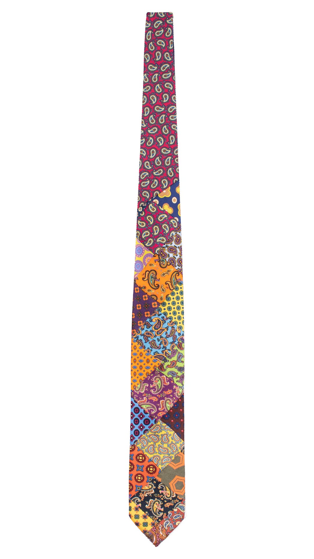 Cravatta Mosaico Vintage Patchwork di Seta Fantasia Multicolor PM1283 Made in Italy Graffeo Cravatte Intera
