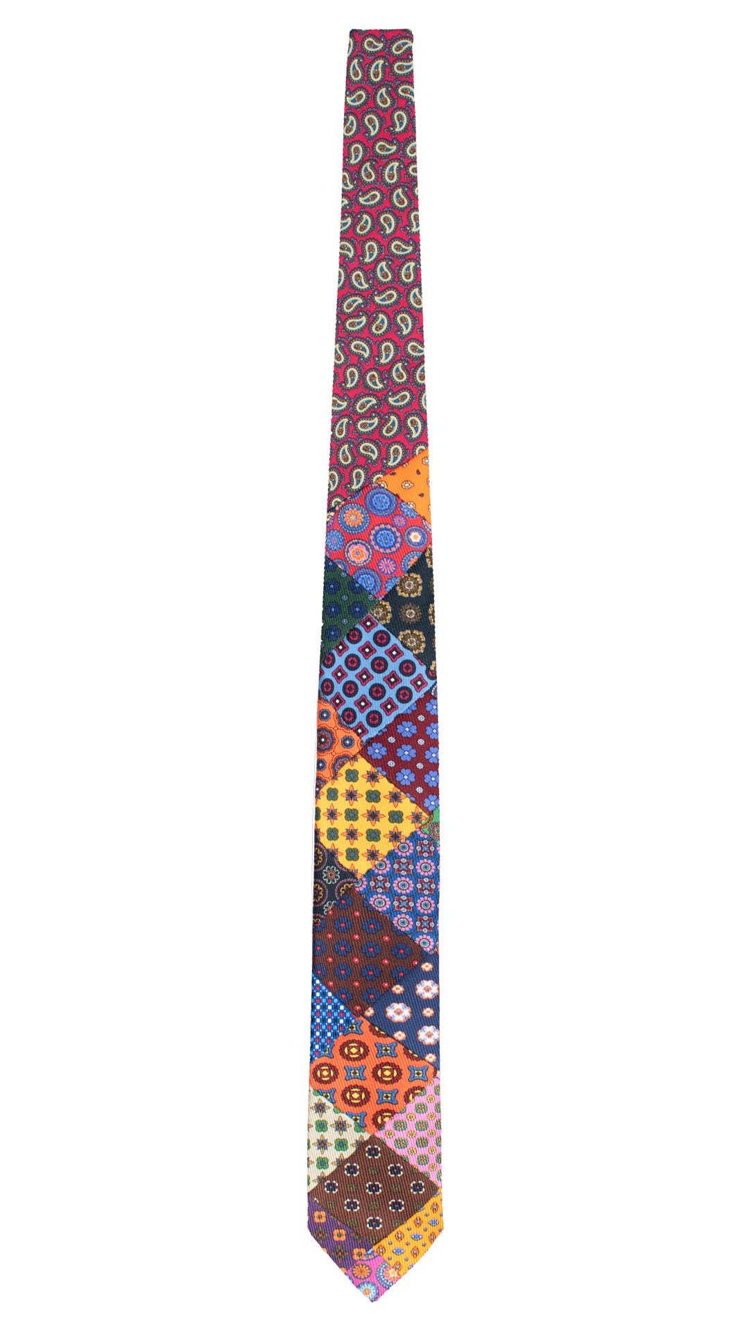 Cravatta Mosaico Vintage Patchwork di Seta Fantasia Multicolor PM1287 Made in Italy Graffeo Cravatte Intera