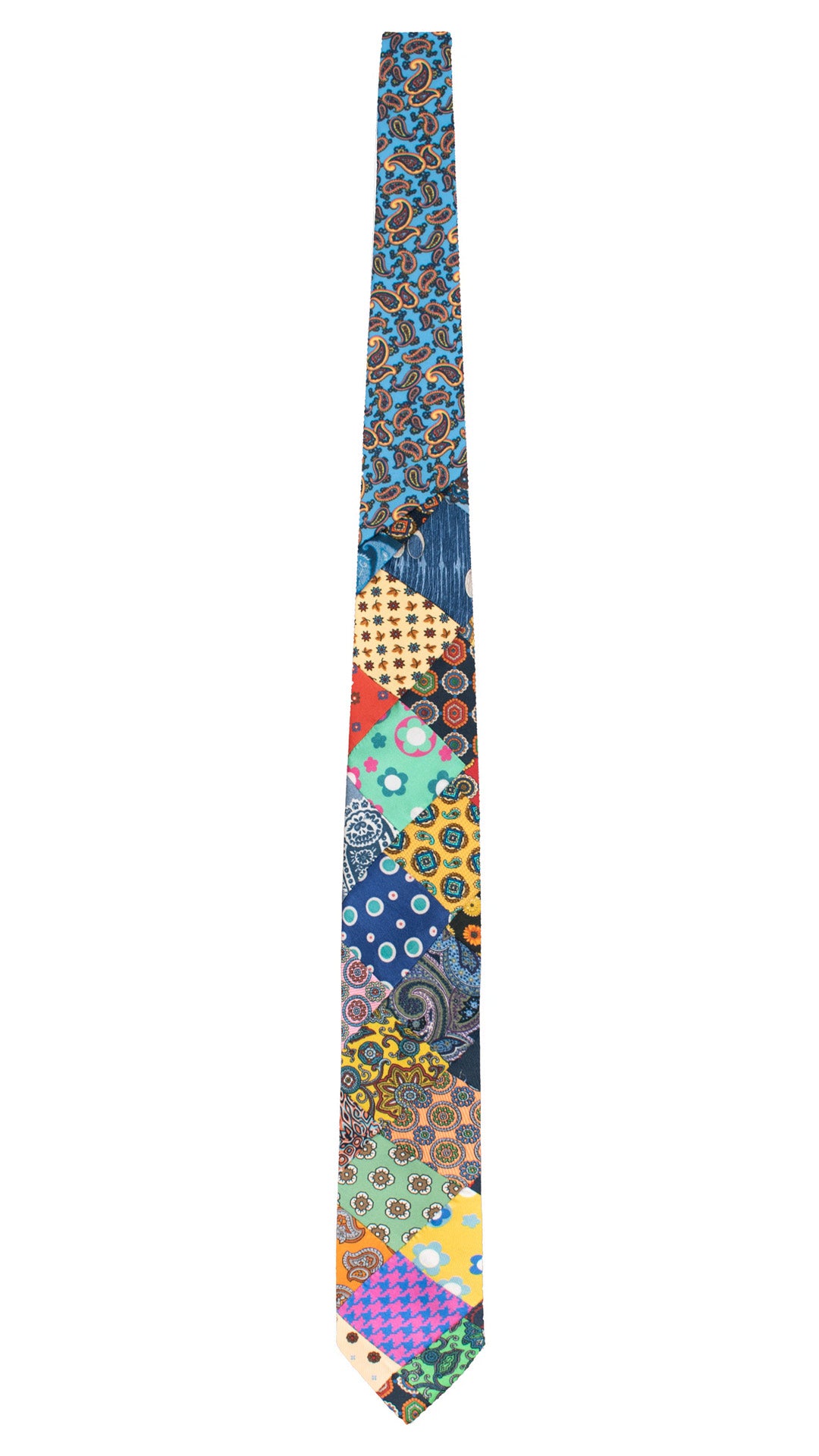 Cravatta Mosaico Vintage Patchwork di Seta Fantasia Multicolor PM1288 Made in Italy Graffeo Cravatte Intera