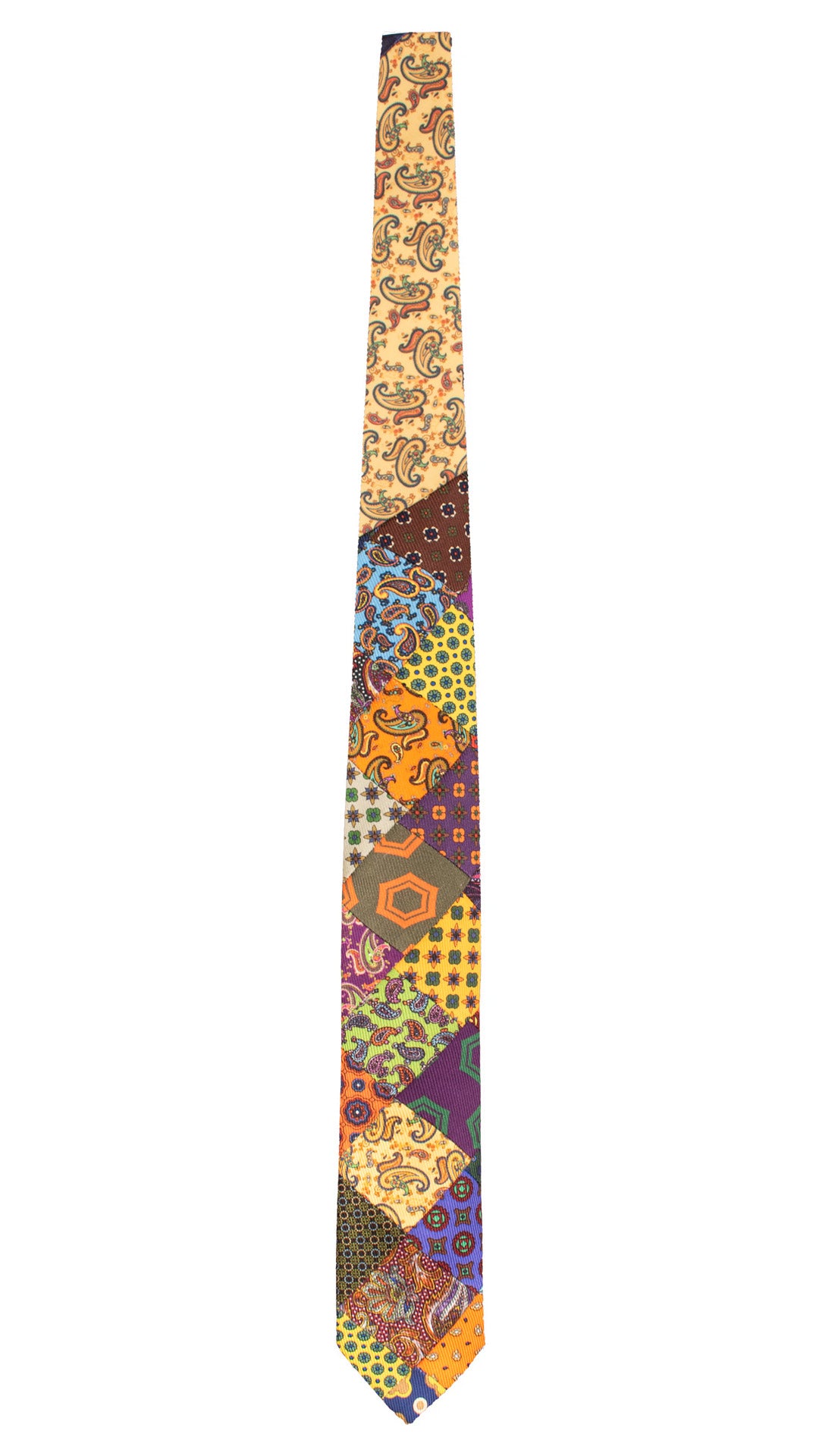 Cravatta Mosaico Vintage Patchwork di Seta Fantasia Multicolor PM1291 Made in Italy Graffeo Cravatte Intera