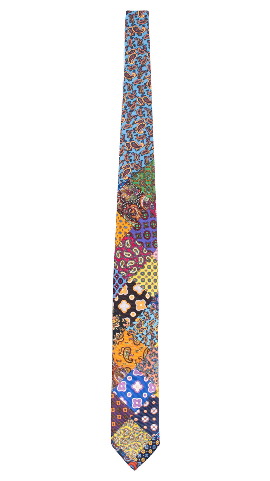 Cravatta Mosaico Vintage Patchwork di Seta Fantasia Multicolor PM1297 Made in Italy Graffeo Cravatte Intera