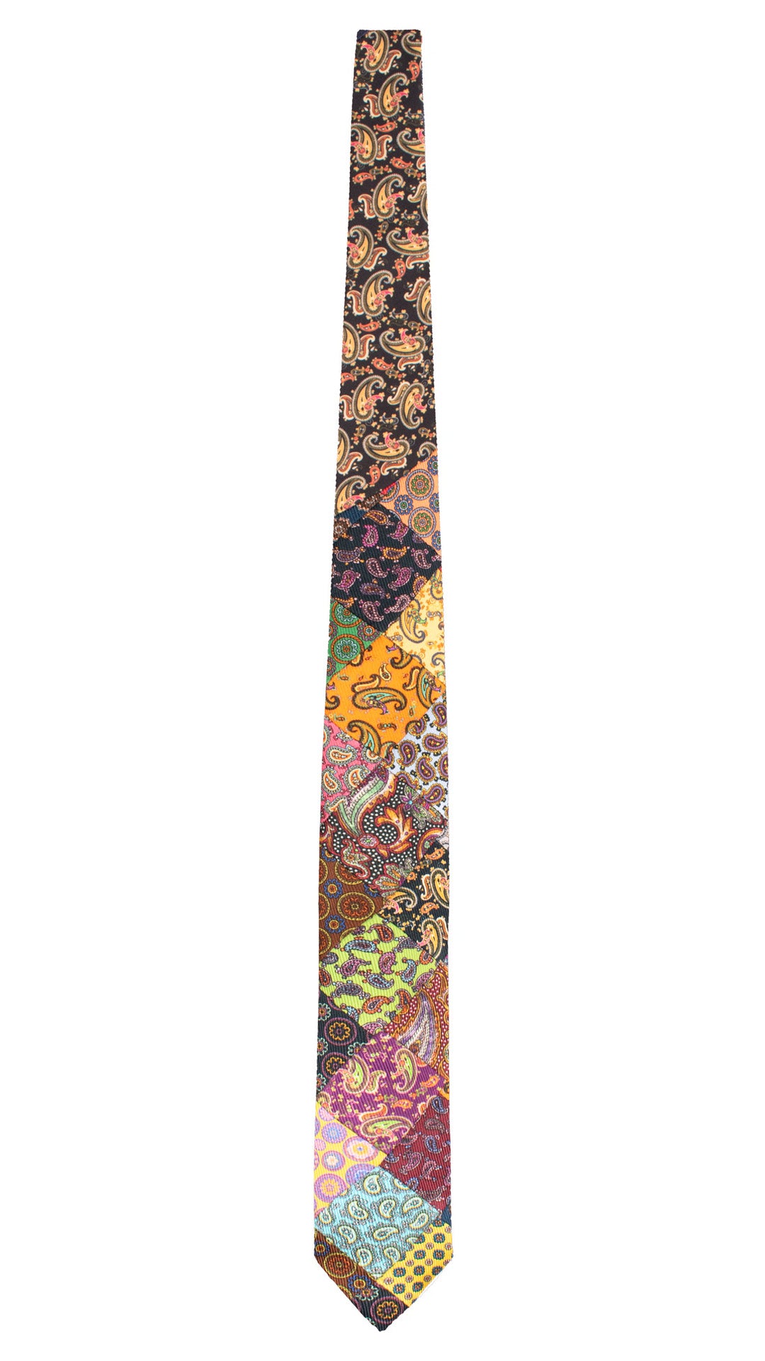 Cravatta Mosaico Vintage Patchwork di Seta Fantasia Multicolor PM1301 Made in Italy Graffeo Cravatte Intera