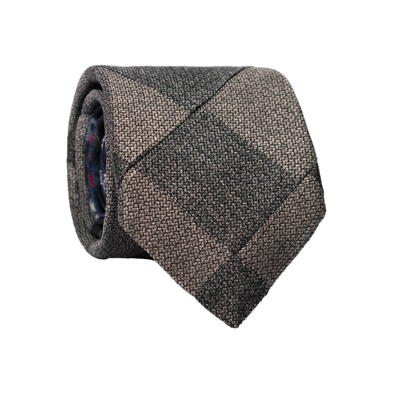 Cravatta Mosaico Vintage Patchwork di Seta Grigia Paisley Blu Avio PM1160 Graffeo Cravatte Made in Italy Rotolo