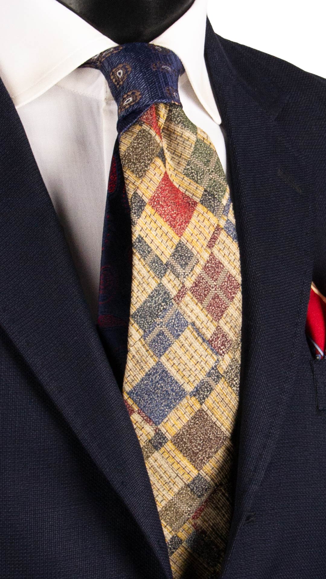 Cravatta Mosaico Vintage Patchwork di Seta Fantasia Multicolor PM1089 Graffeo Cravatte Made in Italy