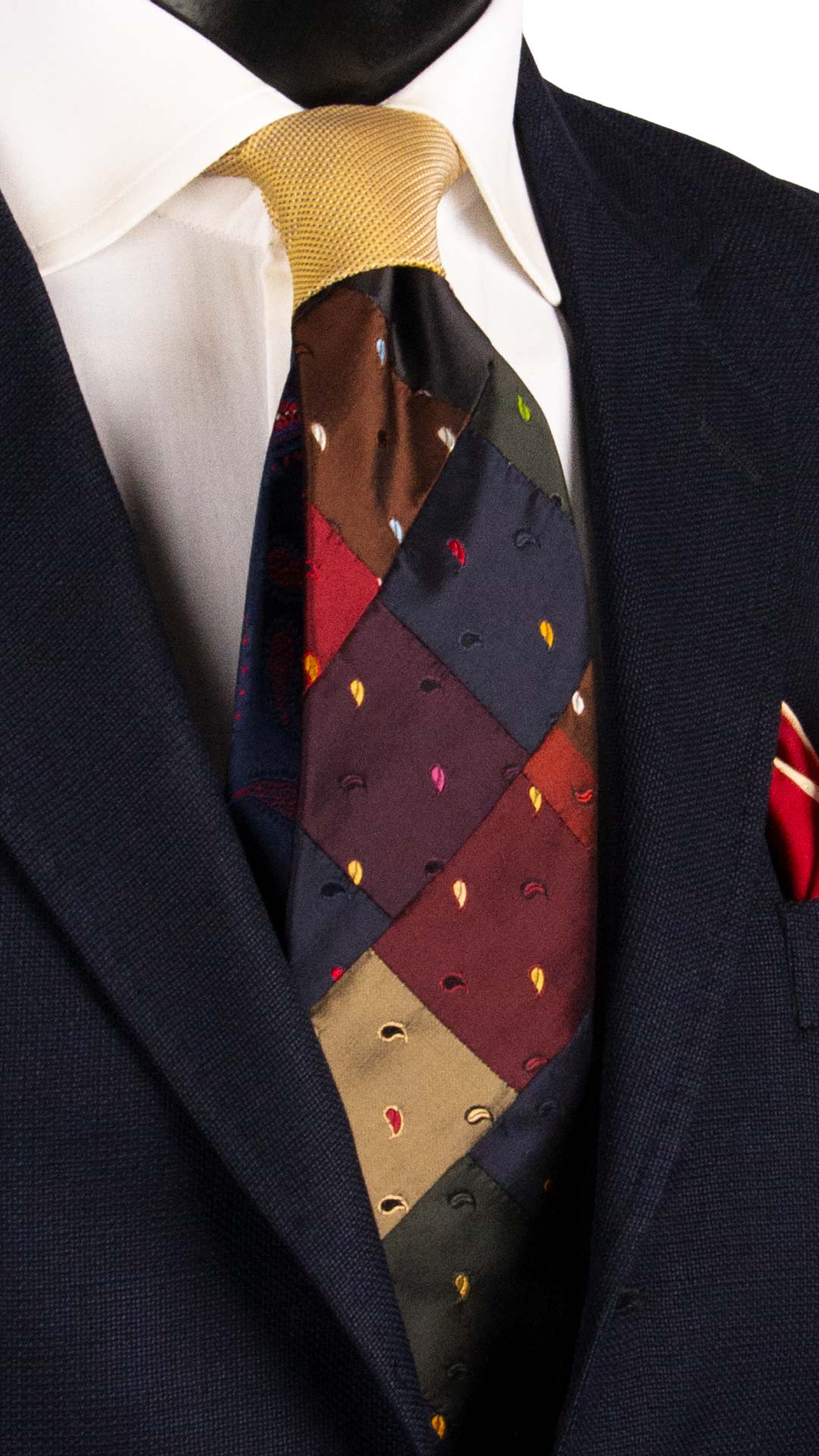 Cravatta Mosaico Vintage Patchwork di Seta Paisley Multicolor PM1128 Graffeo Cravatte Made in Italy