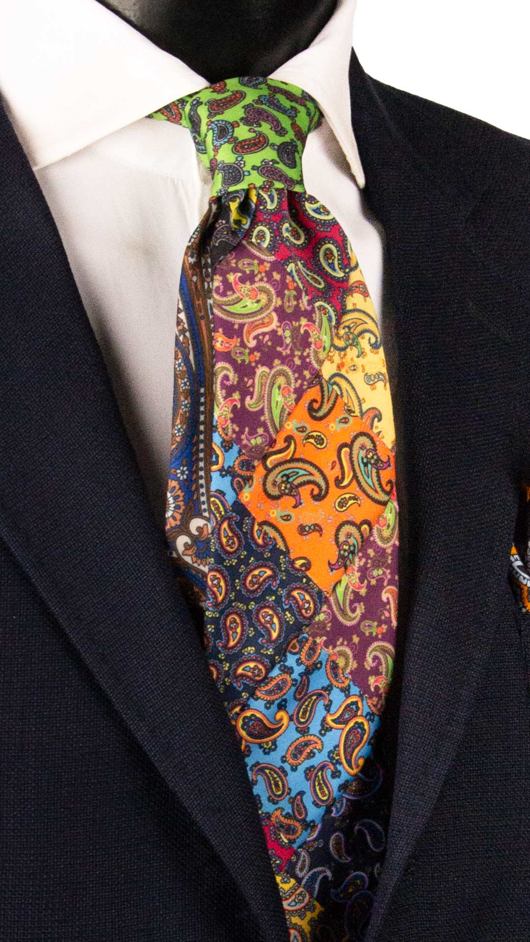 Cravatta Mosaico Vintage Patchwork di Seta Paisley Multicolor PM1197 Made in Italy Graffeo Cravatte