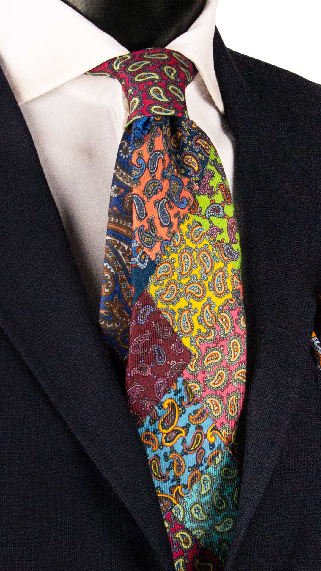 Cravatta Mosaico Vintage Patchwork di Seta Paisley Multicolor PM1201 Made in Italy Graffeo Cravatte