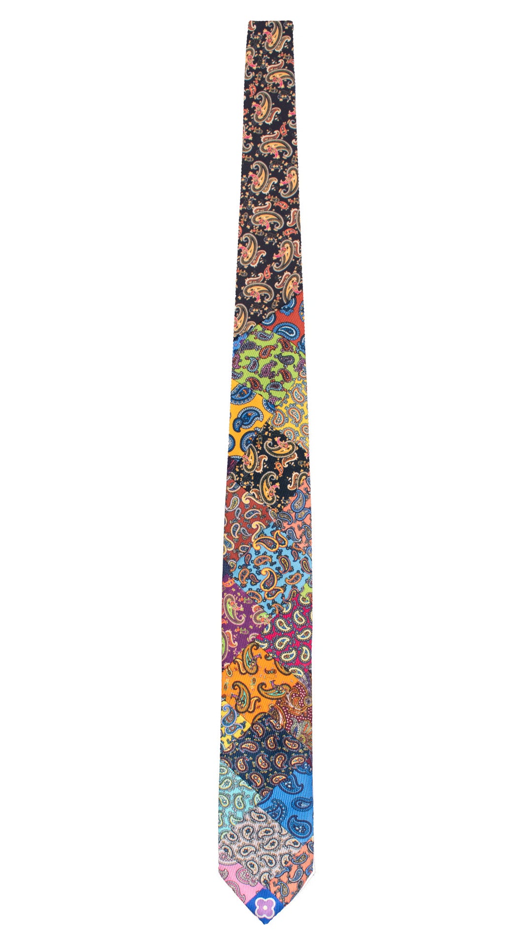 Cravatta Mosaico Vintage Patchwork di Seta Paisley Multicolor PM1286 Made in Italy Graffeo Cravatte Intera