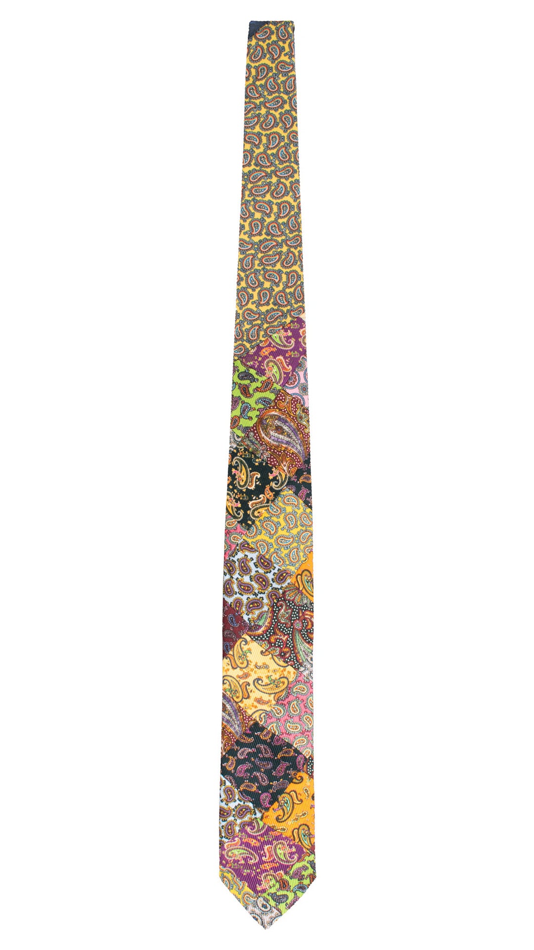 Cravatta Mosaico Vintage Patchwork di Seta Paisley Multicolor PM1302 Made in Italy Graffeo Cravatte Intera