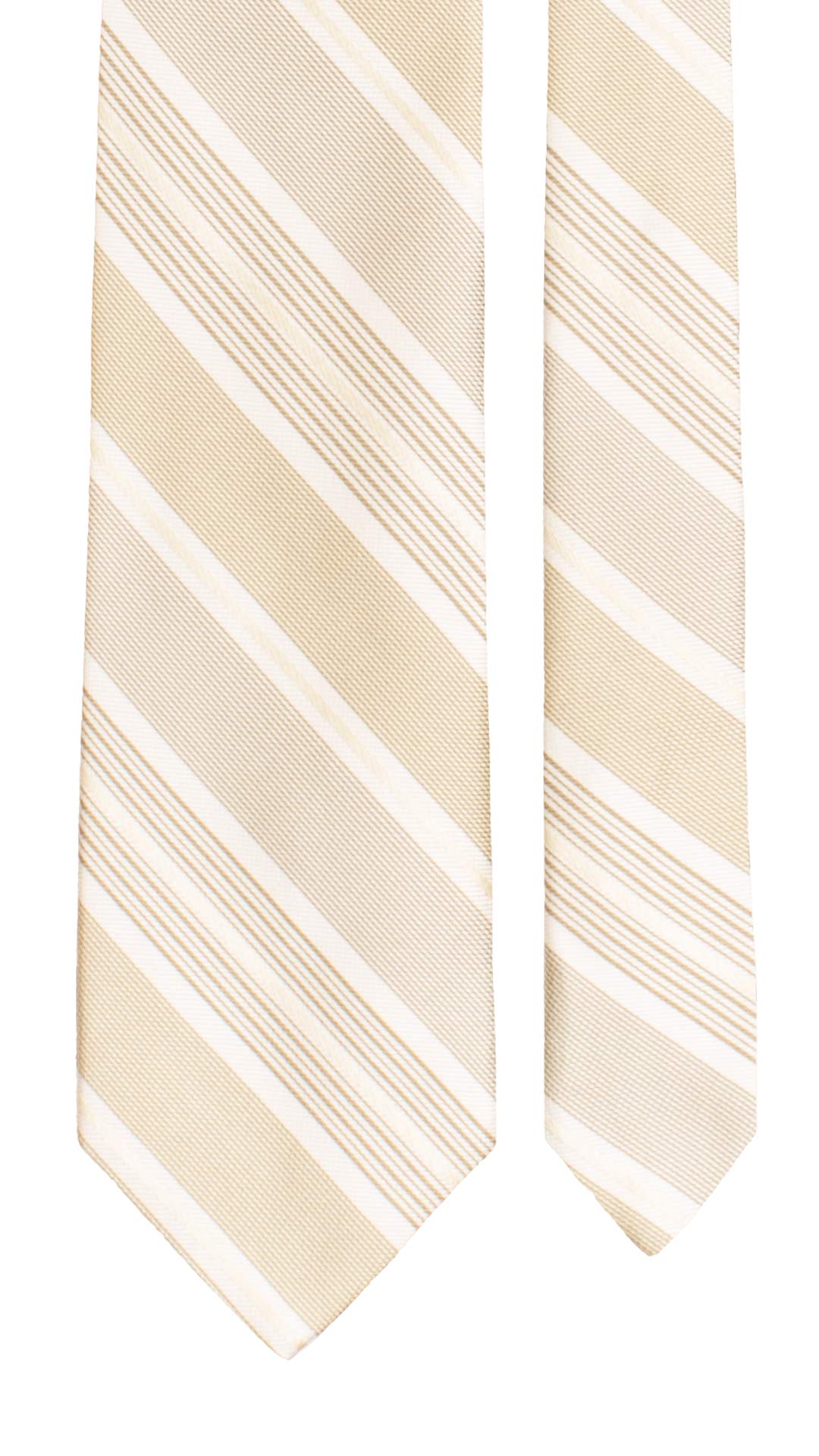 Cravatta Regimental Avorio con Righe Champagne Bianco Panna 7751 Made in Italy Graffeo Cravatte Pala