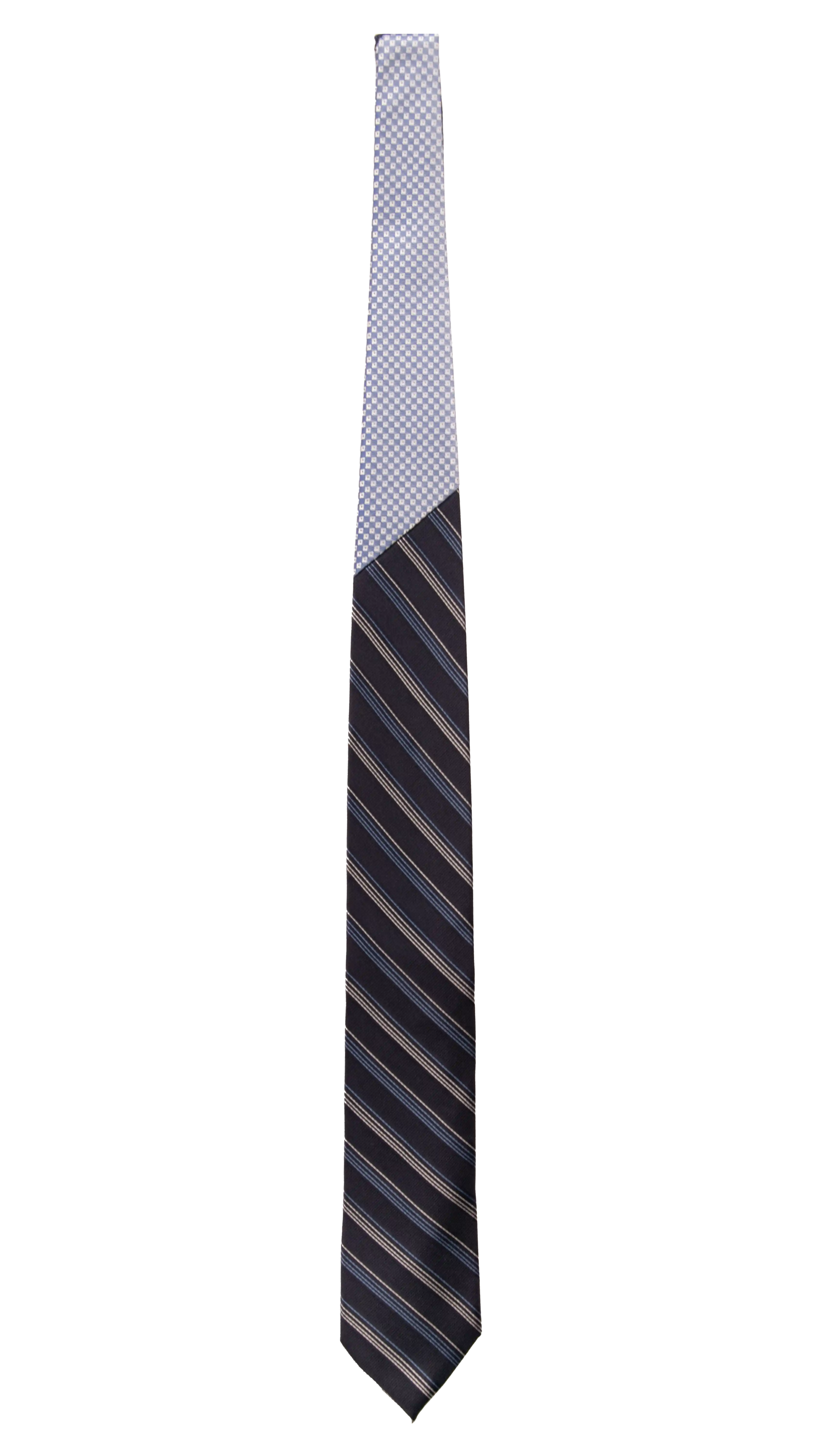 Cravatta Regimental Blu con Righe Celesti Bianche Nodo in Contrasto Celeste Fantasia Made in Italy Graffeo Cravatte Intera