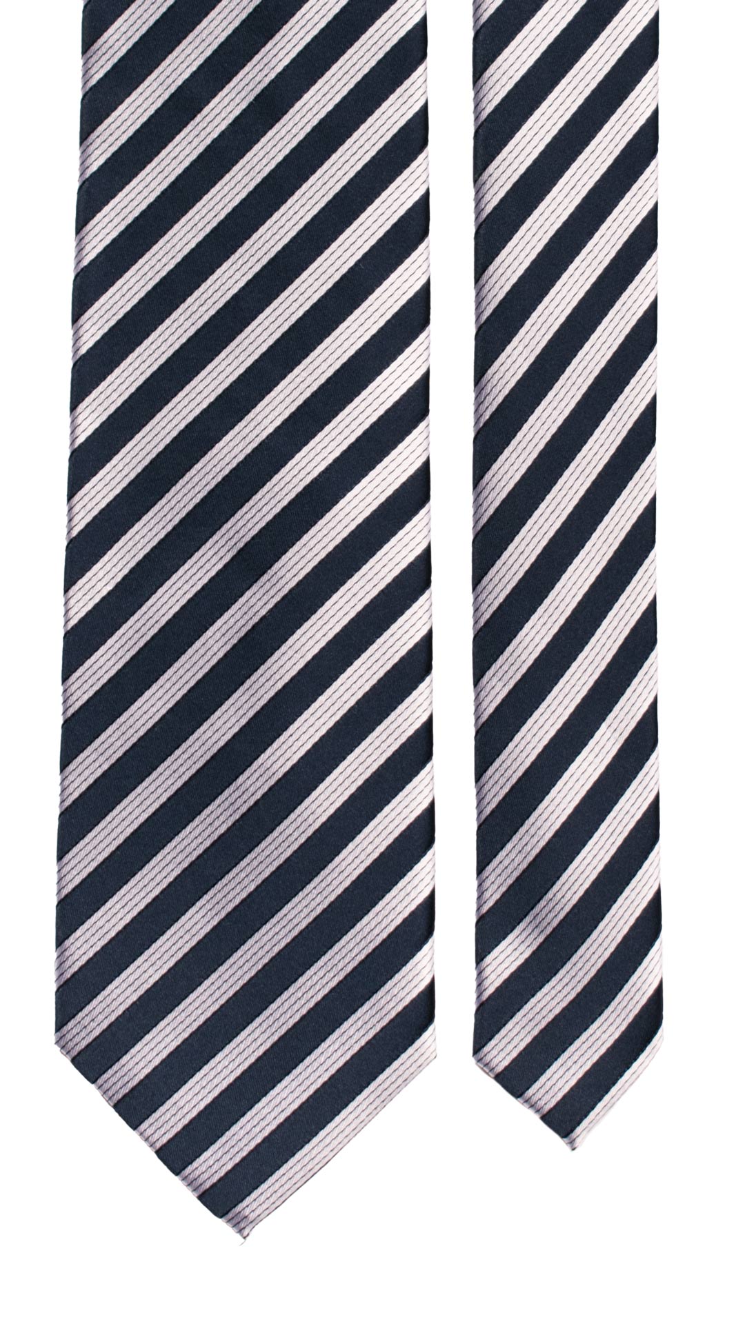 Cravatta Regimental da Cerimonia di Seta Blu a Righe Bianco Perla CY7020 Pala