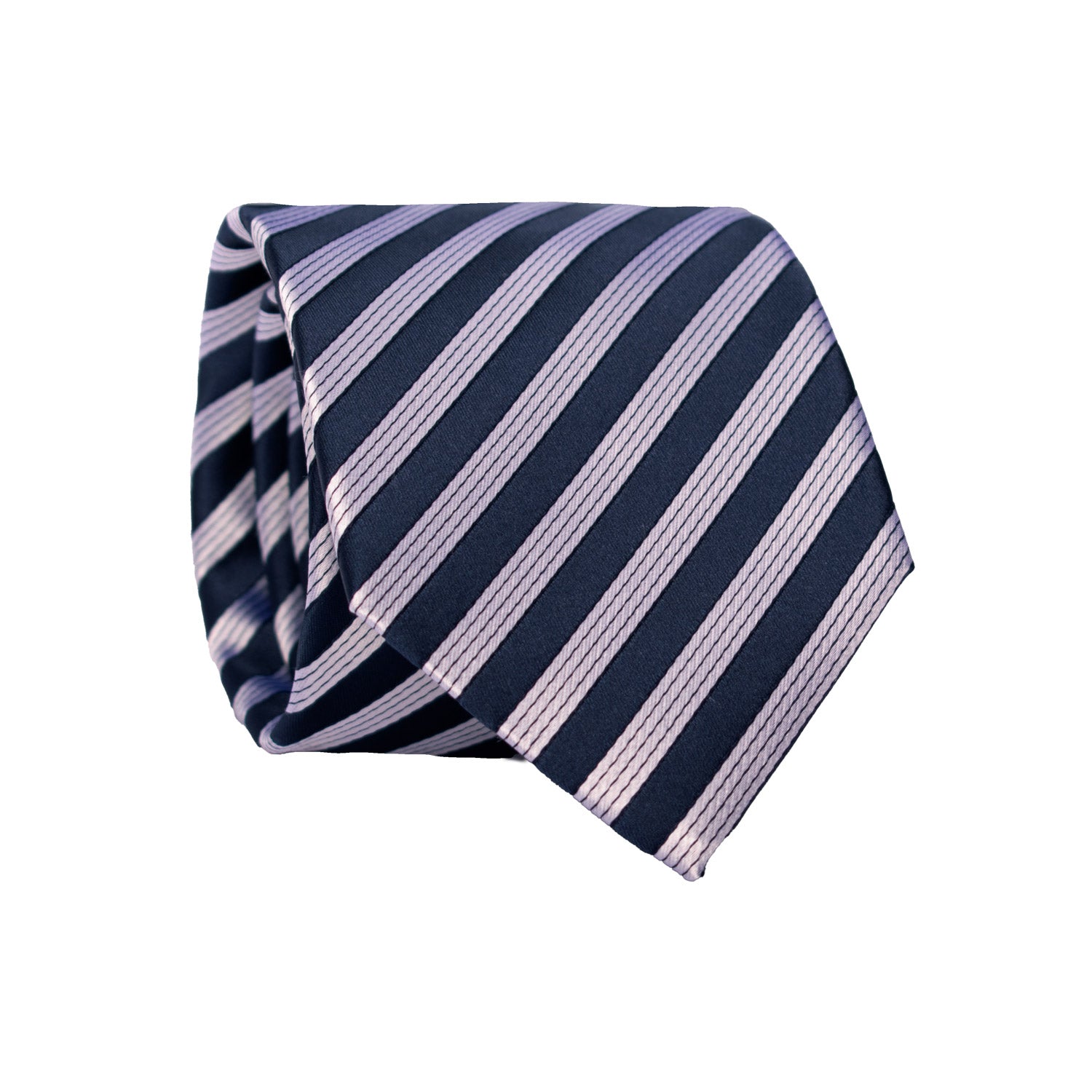 Cravatta Regimental da Cerimonia di Seta Blu a Righe Bianco Perla CY7020 rotolo