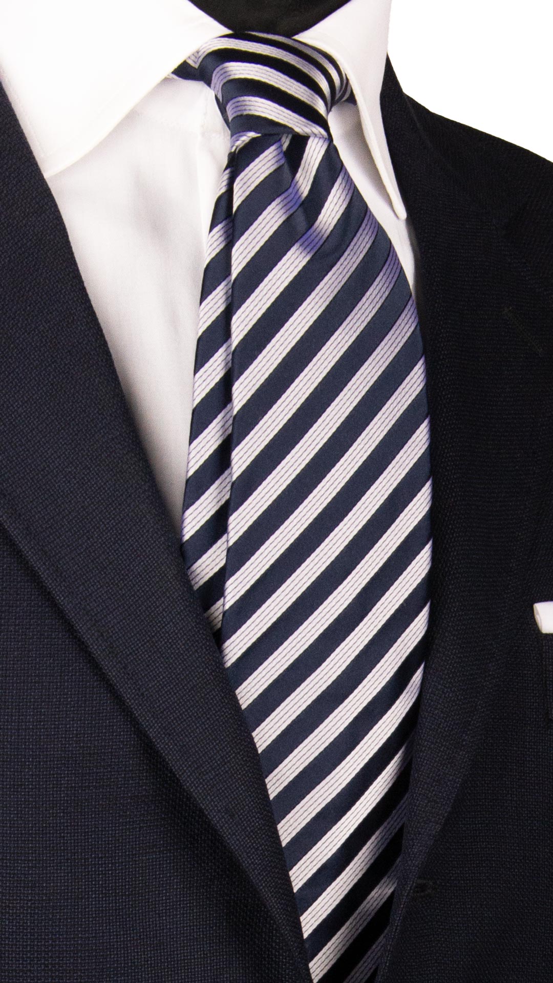 Cravatta Regimental da Cerimonia di Seta Blu a Righe Bianco Perla CY7020 Made in italy Graffeo Cravatte