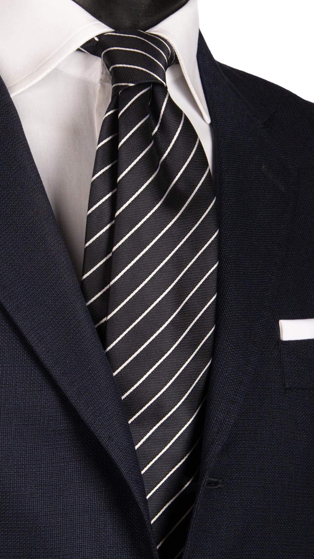 Cravatta Regimental da Cerimonia di Seta Blu con Righe Bianche CY6659 Made in Italy Graffeo Cravatte