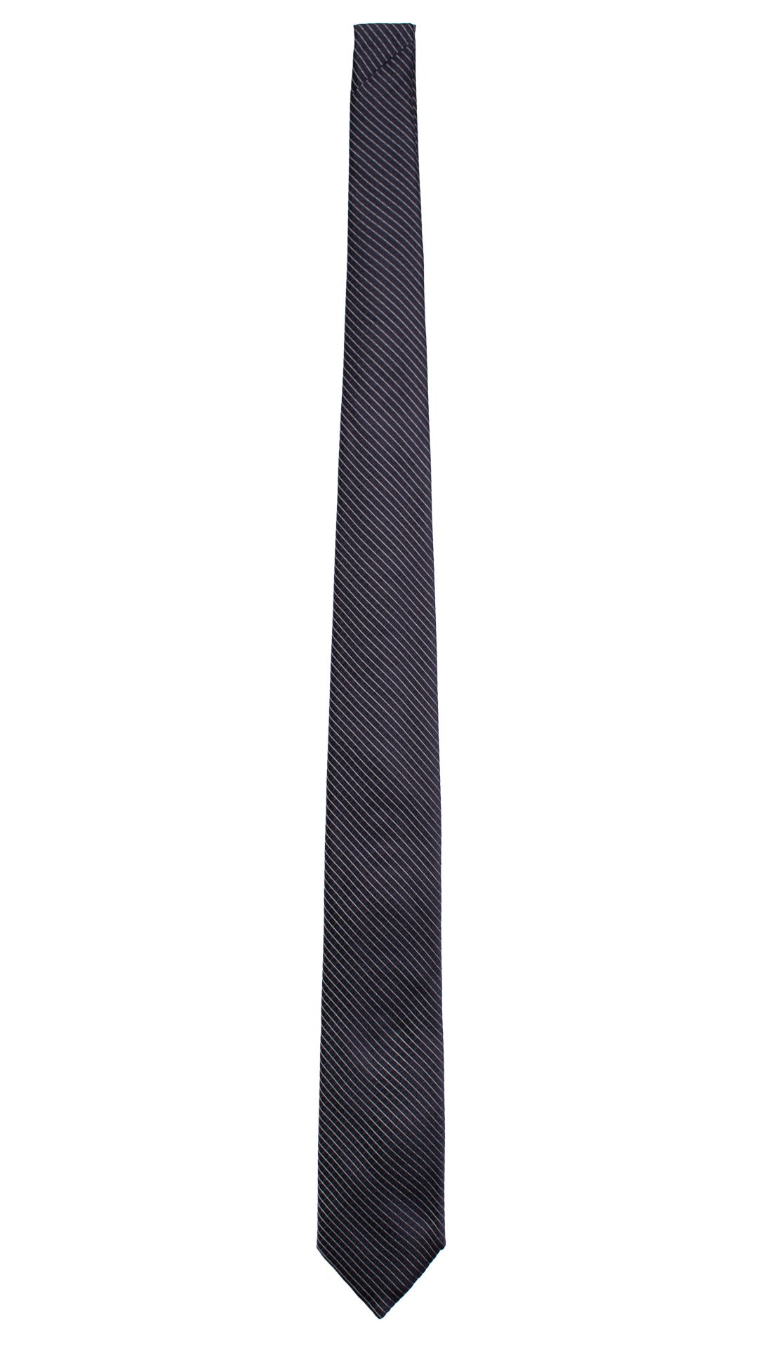Cravatta Regimental da Cerimonia di Seta Blu con Righe Grigio Argento CY7499 Made in Italy Graffeo Cravatte Intera