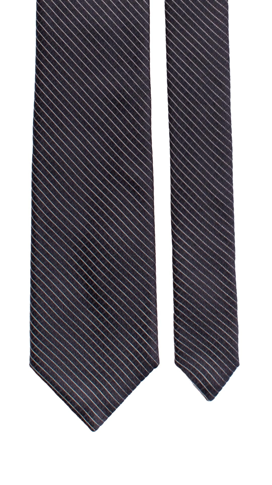 Cravatta Regimental da Cerimonia di Seta Blu con Righe Grigio Argento CY7499 Made in Italy Graffeo Cravatte Pala