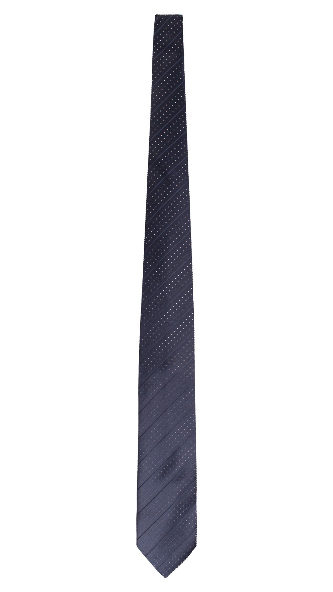 Cravatta Regimental da Cerimonia di Seta Blu con Righe Grigio Argento Lurex CY1598 Graffeo Cravatte Made in Italy Intera