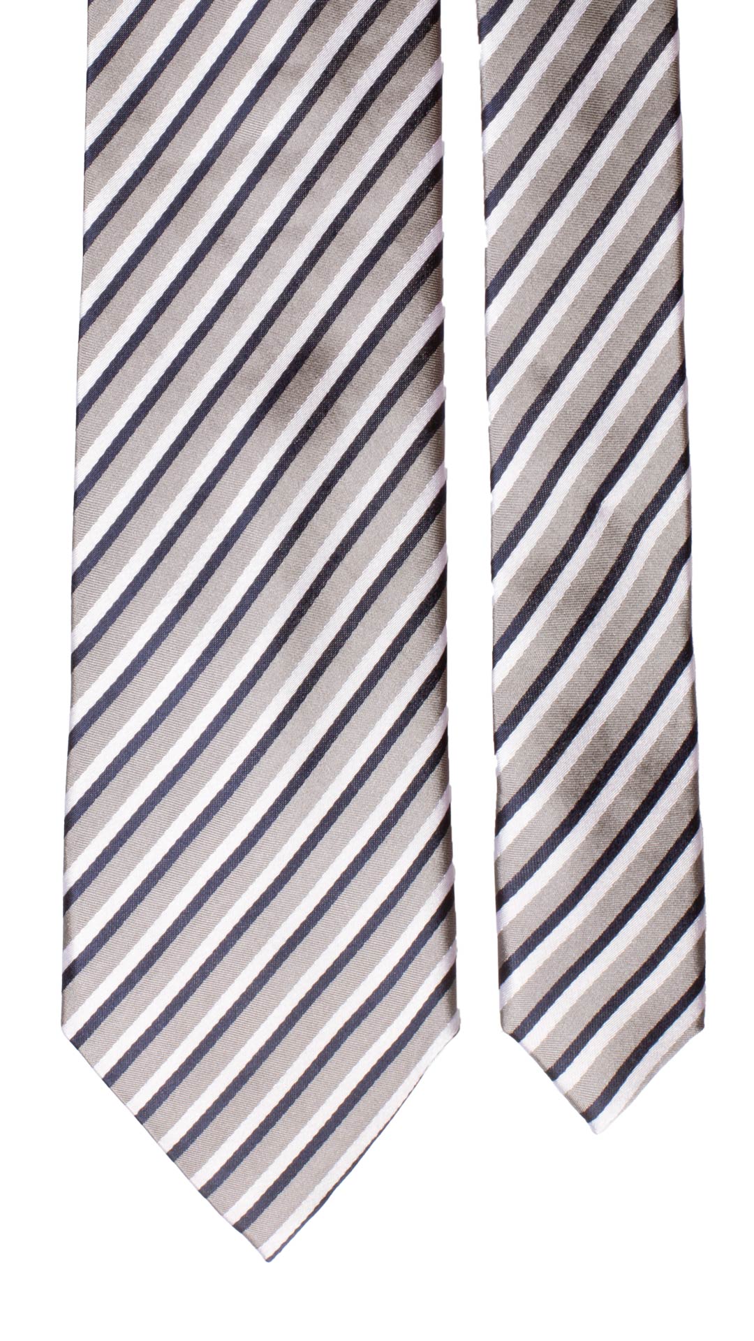 Cravatta Regimental da Cerimonia di Seta Grigia Blu Bianca Made in Italy Graffeo Cravatte Pala