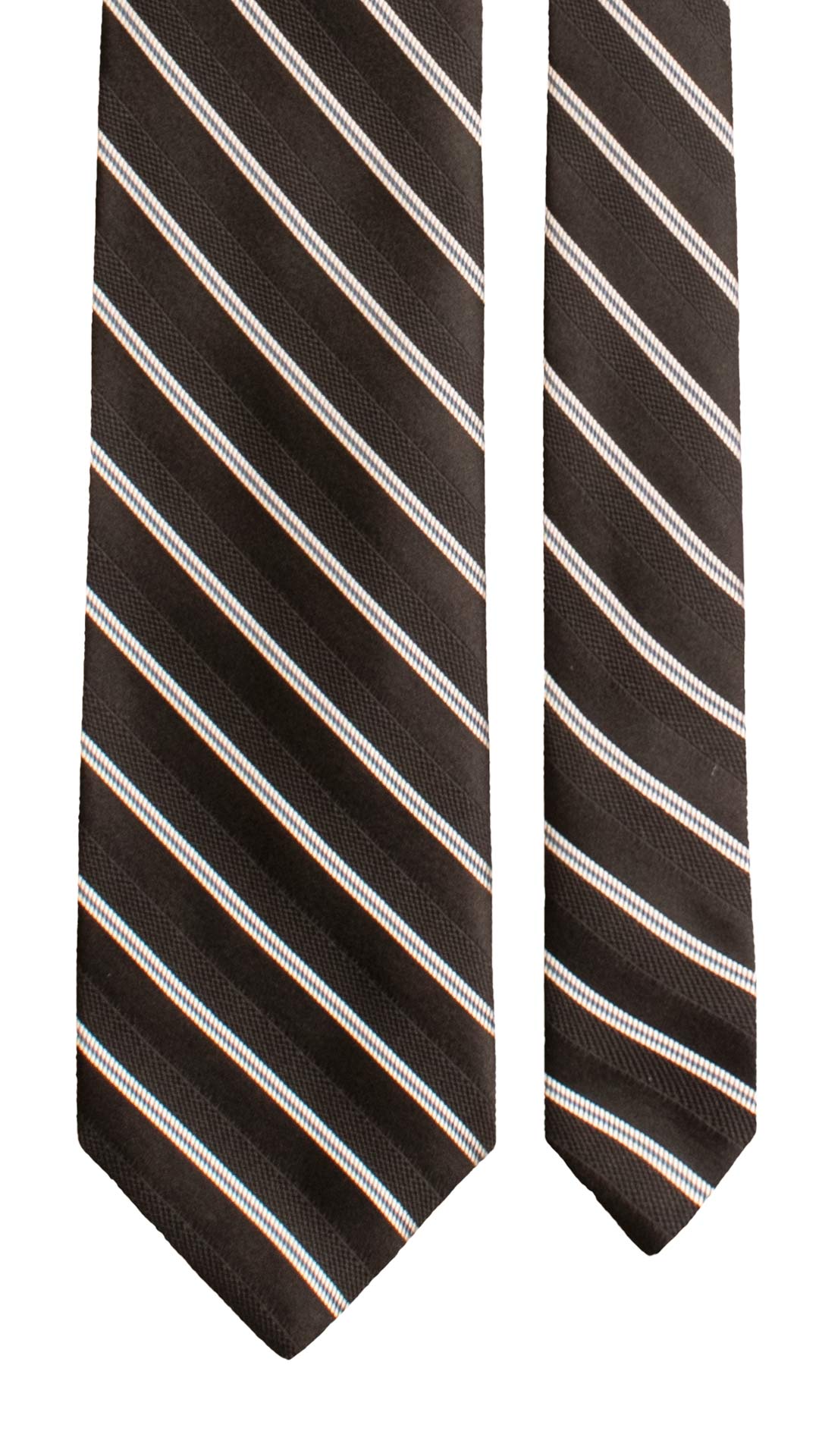 Cravatta Regimental da Cerimonia di Seta Nera con Righe Avorio Blu Navy CY7778 Made in Italy Graffeo Cravatte Pala